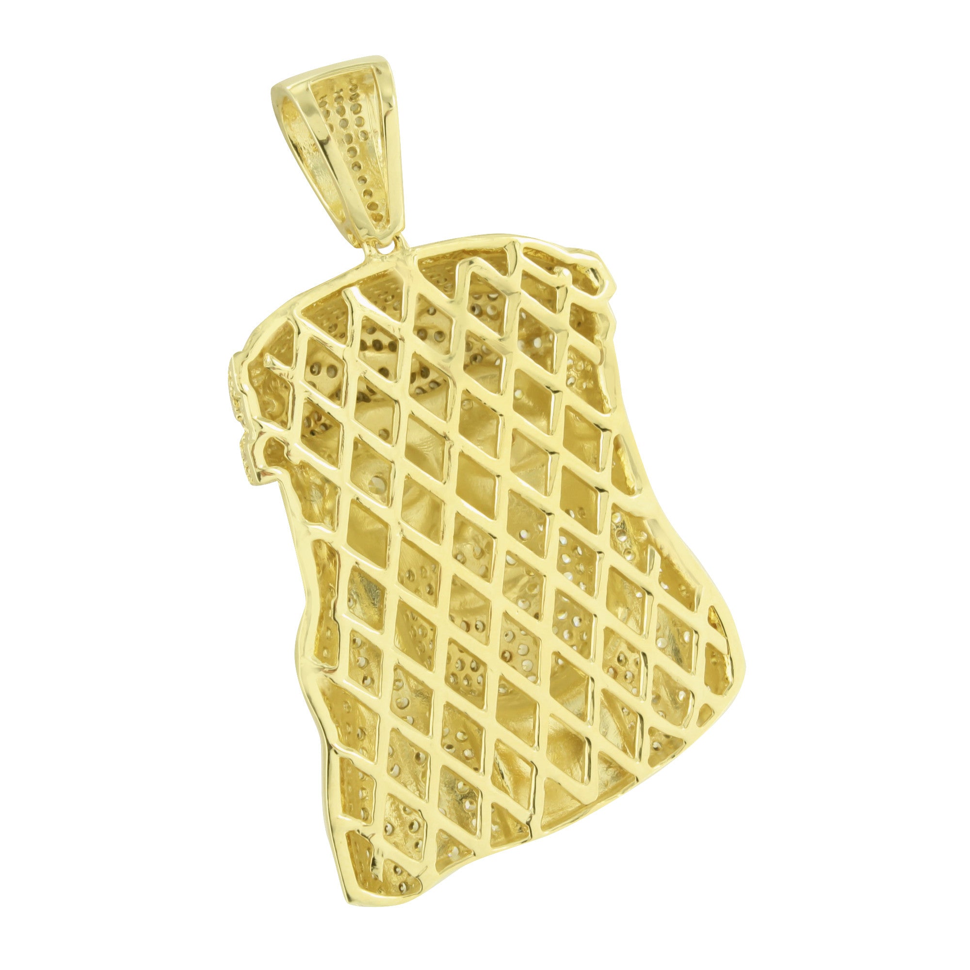 14K Gold Plated Yellow Lab Diamond Jesus Pendant Necklace - Religious Cross Charm for Women & Men - Perfect for Church, Baptism & Daily Wear