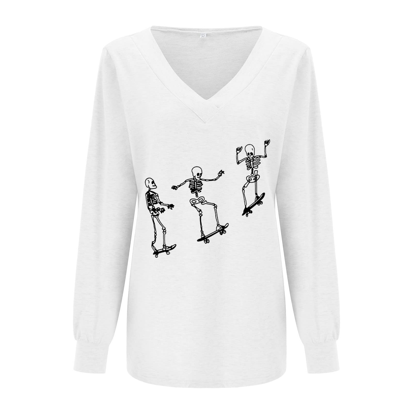 UOKNICE Women's Long Sleeve V-Neck Printed T-Shirt - Casual Fashion Blouse for Winter, Spring & Fall - Perfect for Work, Date Night & Everyday Wear