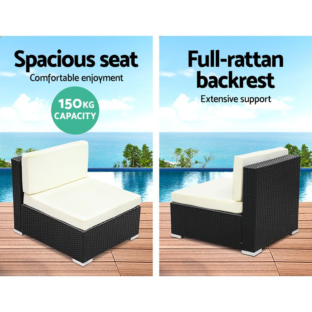2-Piece Gardeon Outdoor Patio Furniture Set - All-Weather Wicker Rattan Sofa & Lounge Chairs for Garden, Backyard, Poolside (Perfect for Relaxing & Entertaining)