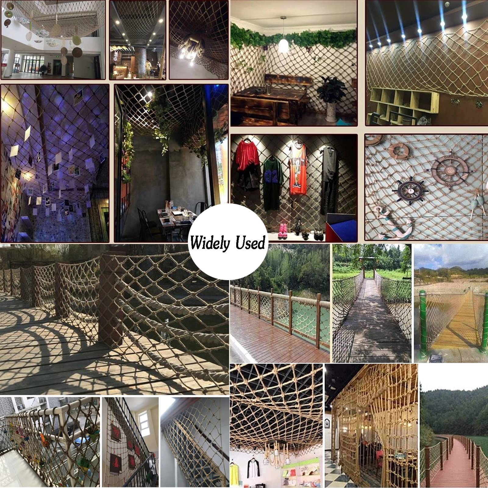 Premium Hemp Safety Net for Kids - Heavy Duty Climbing & Playground Protection (6.6x13.1ft) - Balcony, Stairs, Garden & Indoor/Outdoor Safety Mesh (0.31in Rope, 3.94in Mesh) - Perfect for Play Areas, Tree Houses, and Childproofing Spaces