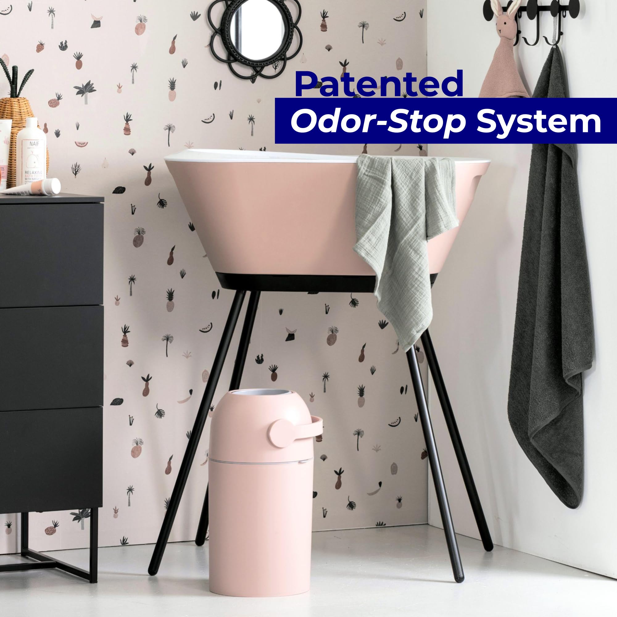 Magic Baby Diaper Pail with OdorLock Technology - Hands-Free Step Can for Nursery & Baby Room - Includes 4 Refill Rolls (Black) | Perfect for Diaper Disposal & Nursery Organization