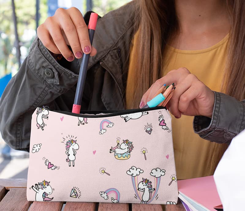 Multipurpose Canvas Pouch for Travel - Waterproof Cosmetic Bag, Stationery Organizer, Gadget Case, Handbag Accessory | Perfect for Daily Use, Business Trips & Outdoor Adventures (Unicon)