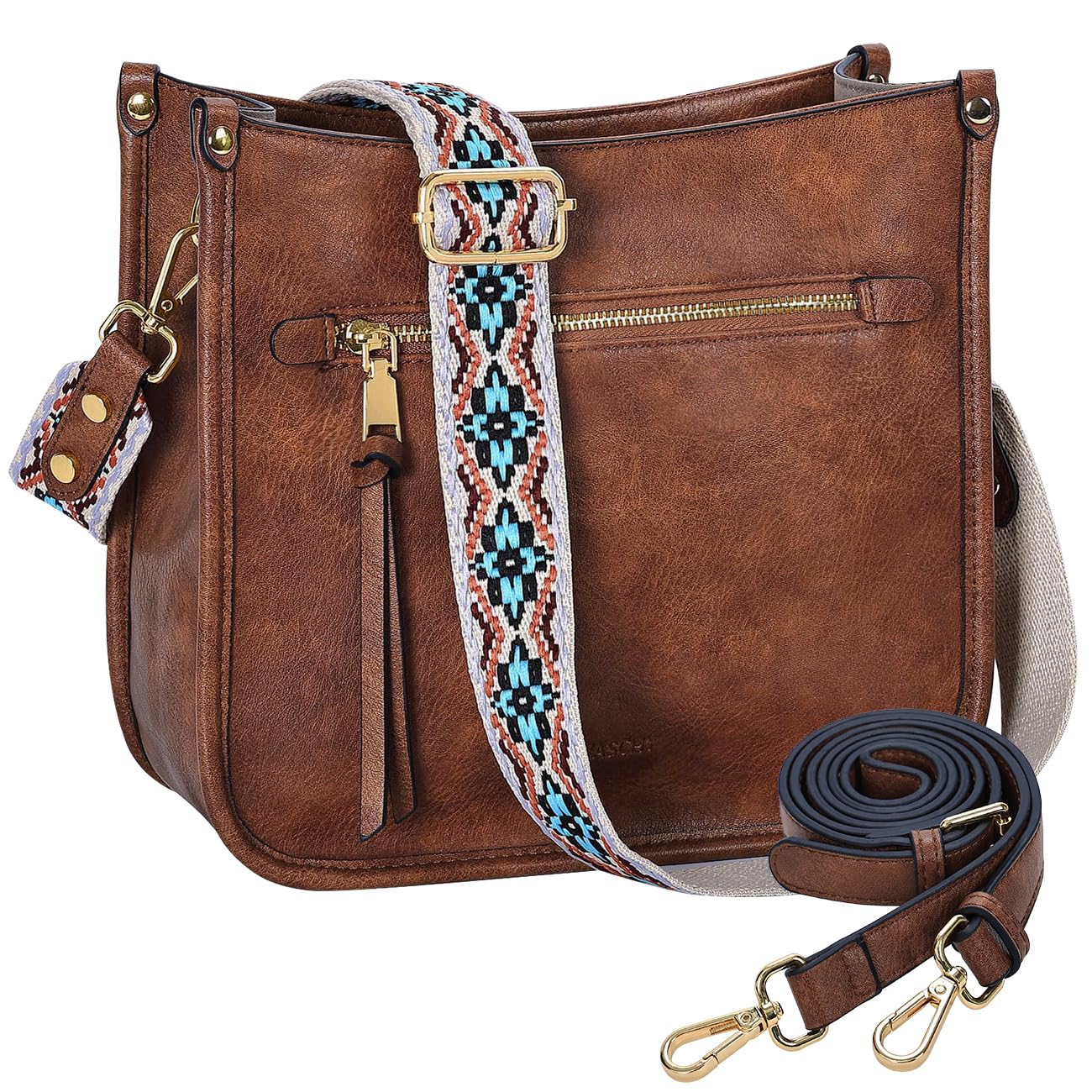VASCHY Vegan Leather Crossbody Bag for Women - Stylish Hobo Shoulder Purse with Adjustable Guitar Strap | Perfect for Work, Travel & Everyday Use