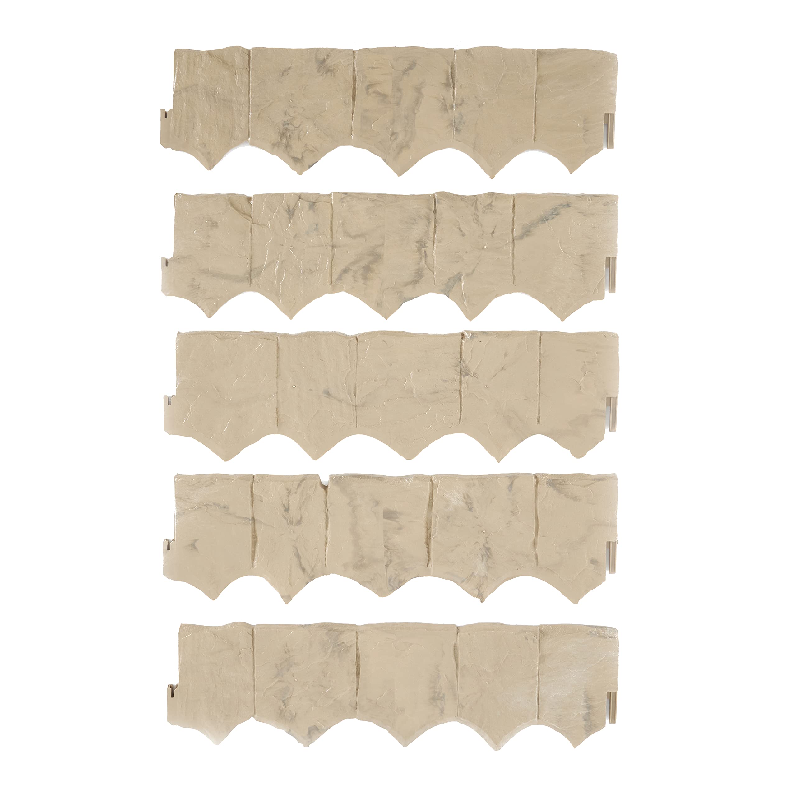 Suncast Quick Edge Plastic Landscape Edging - 20 Pack of Decorative Rock Design Borders for Patios, Gardens & Outdoor Landscaping | Durable Multipurpose Edging for Yard, Flower Beds & Walkways