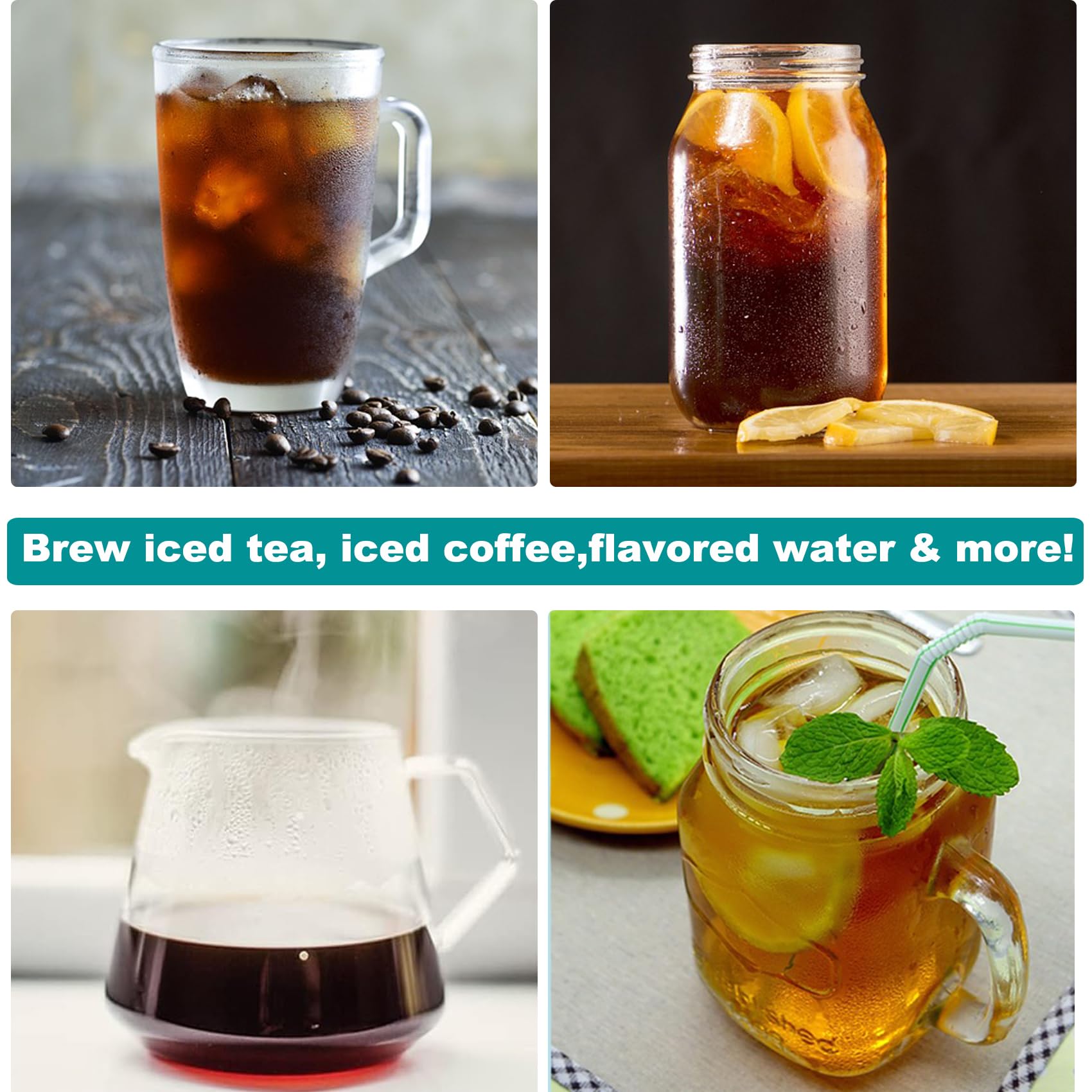 LITIFO 2-Quart Iced Tea Maker & Iced Coffee Brewer with Pitcher - Perfect for Fruit Infused Tea, Lemonade, Flavored Water - Light Green | Ideal for Home, Office, Parties & Outdoor Gatherings