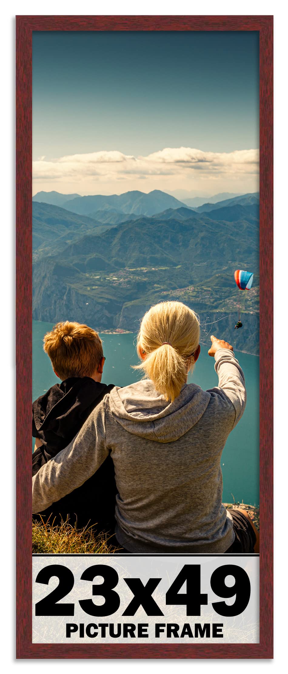 CountryArtHouse 23x49 Inch Solid Mahogany Wood Picture Frame - Premium Brown Wooden Photo Frame Kit with UV Acrylic Plexiglass, Acid-Free Foam Backing & Hanging Hardware - Perfect for Wall Decor, Living Room, Office & Gallery Display