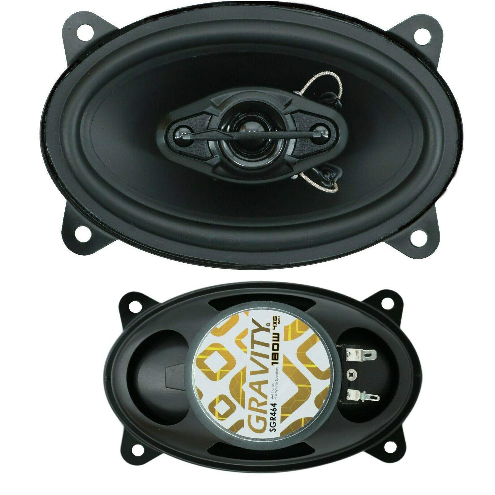 4X Gravity SGR464 4x6-Inch 4-Way 180W Peak Power Car Speakers - 2 Pairs | CEA Rated, Alpha Cellulose Cones & Moisture-Resistant Rubber Surround | Perfect for Car Audio Upgrades, Trucks & SUVs