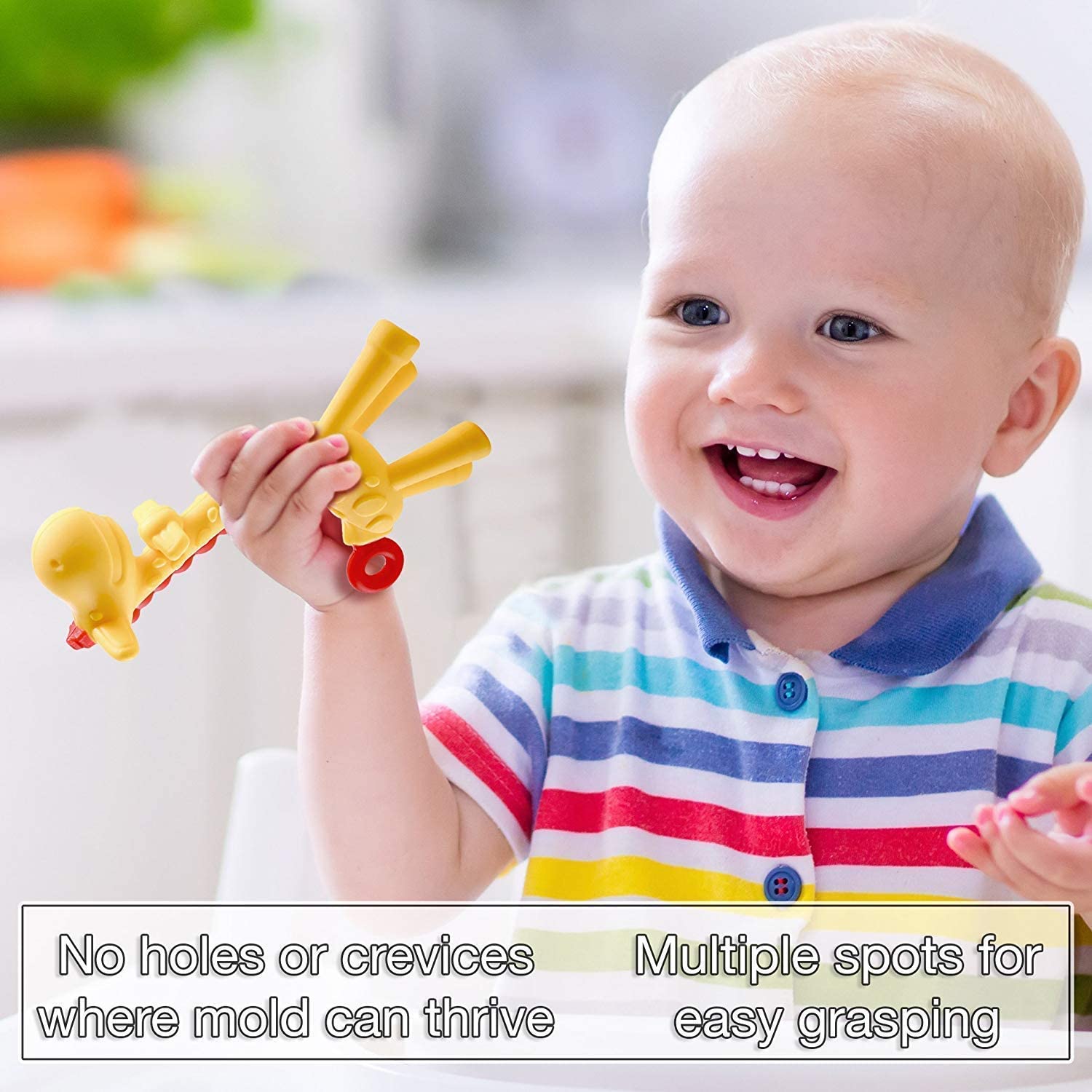 Enligen Baby Silicone Giraffe Teether - BPA-Free Chew Toy for Soothing Teething Pain | Comes with Hygienic Storage Box (Multicolor) | Perfect for Infants 3-12 Months at Home & On-the-Go