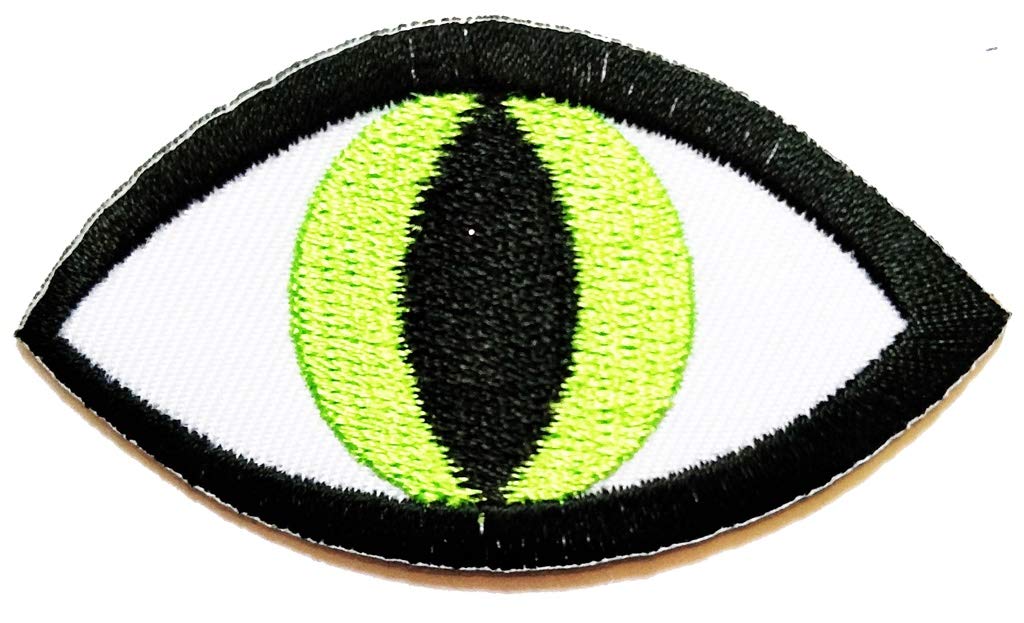 Green Eye Cat Halloween Iron-On Patch for Kids - Cute Cartoon Design for DIY Crafts, Jeans, Clothing & Costumes - Perfect for Gifts, Fabric Decor & Halloween Costume Accessories | Great for School Projects, Party Favors & DIY Fashion Upgrades