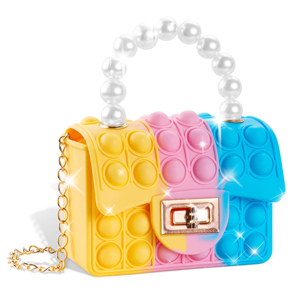Mebeter Pop Fidget Bag - Adjustable Shoulder Strap Silicone Popper Handbag for Stress Relief & Sensory Play - Perfect Gift for Girls, Teens & Adults (Pink) - Great for Anxiety Relief, Classroom Focus & Travel Entertainment