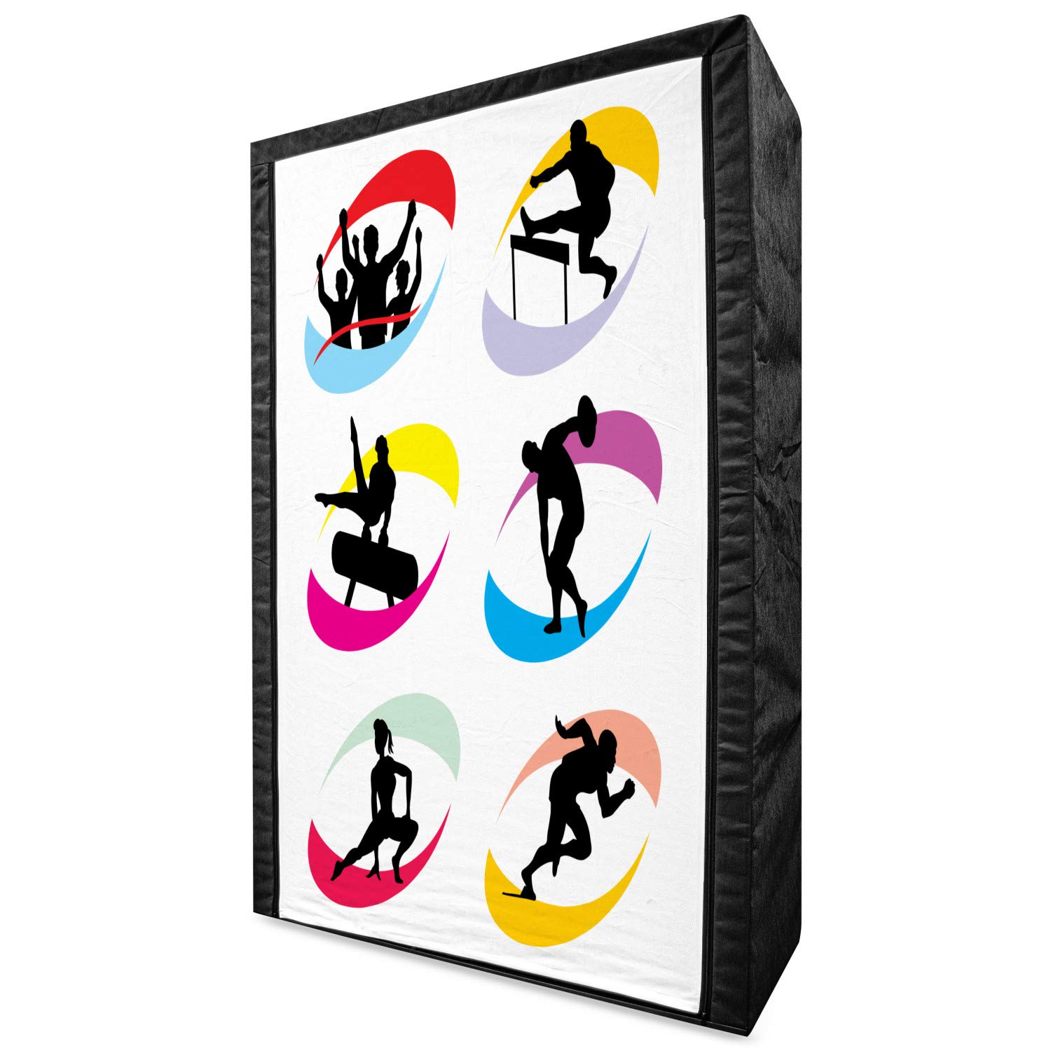Ambesonne Olympics Portable Fabric Wardrobe - Sports Silhouette Design for Running, Jumping & Sprinting - 42.5