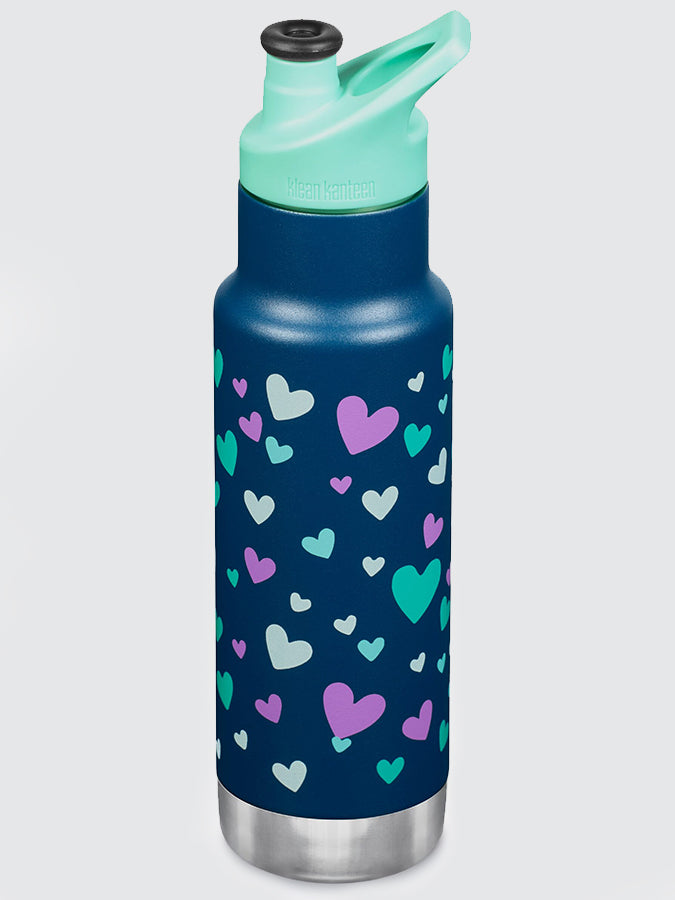 Klean Kanteen Insulated Kids Water Bottle 12oz (355ml) with Classic Sport Cap - Leak Proof Stainless Steel Bottle for School, Sports & Outdoor Activities