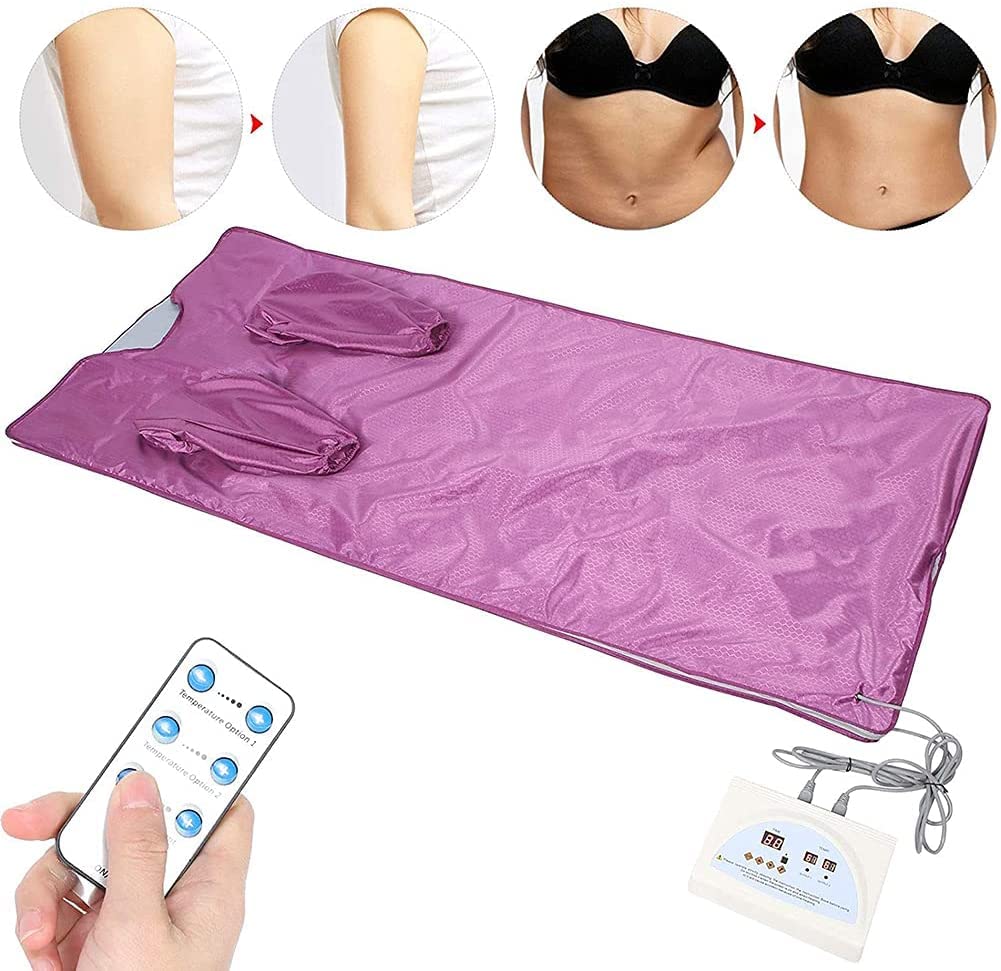ZZMFORE Far Infrared Sauna Blanket with 2-Zone Heating - Portable Home Spa Device for Relaxation, Detox & Weight Loss - Purple Sauna Slimming Blanket for Home Use, Yoga & Post-Workout Recovery