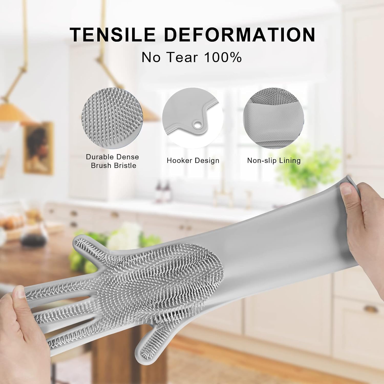 JASMINE & GLORY Magic Silicone Dishwashing Gloves - Kitchen Cleaning & Pet Grooming Gloves for Dishes, Cars, Bathroom - Durable, Multi-Color, Pack of 1 - Perfect for Household Chores & Pet Care