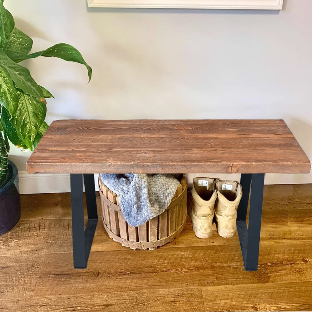 Solid Reclaimed Pine Wood Entryway Bench - 33