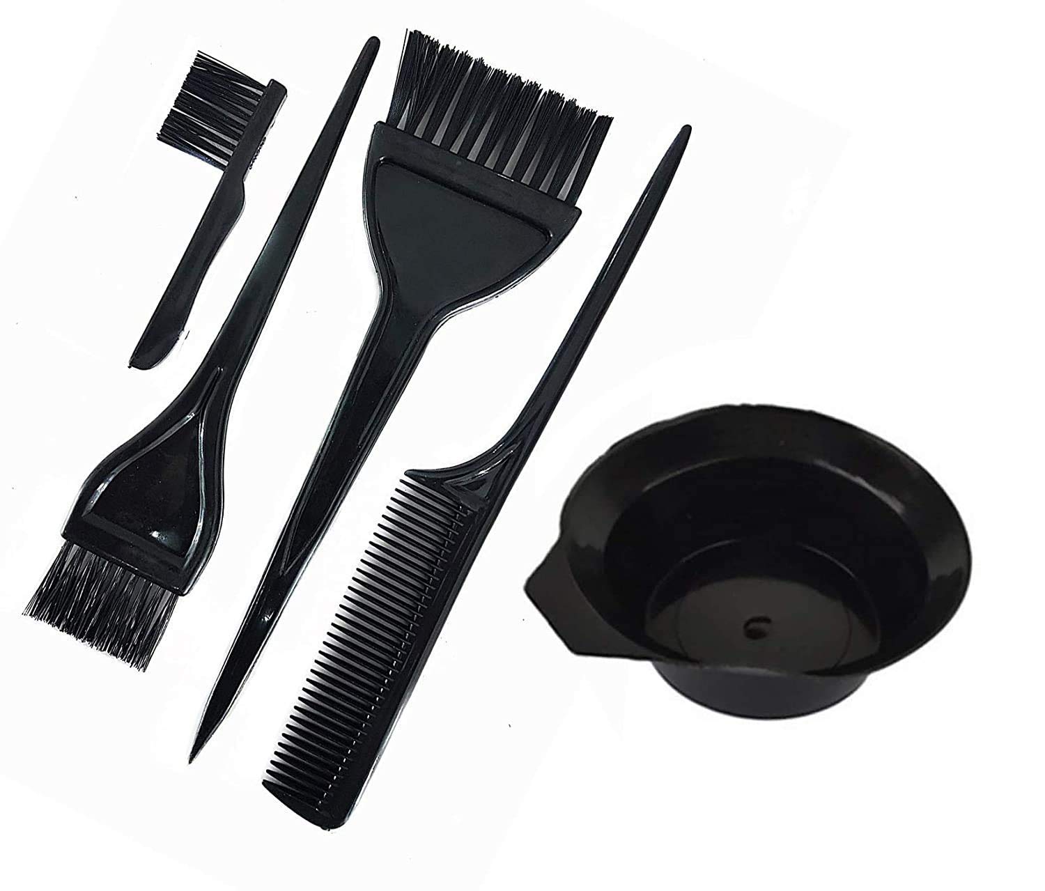 **DEXO Professional Hair Coloring Kit - 5-Piece Dye Brush Set with Mixing Bowl for Salon & Home Use | Long-Lasting Black Hair Dye for DIY Styling & Touch-Ups**