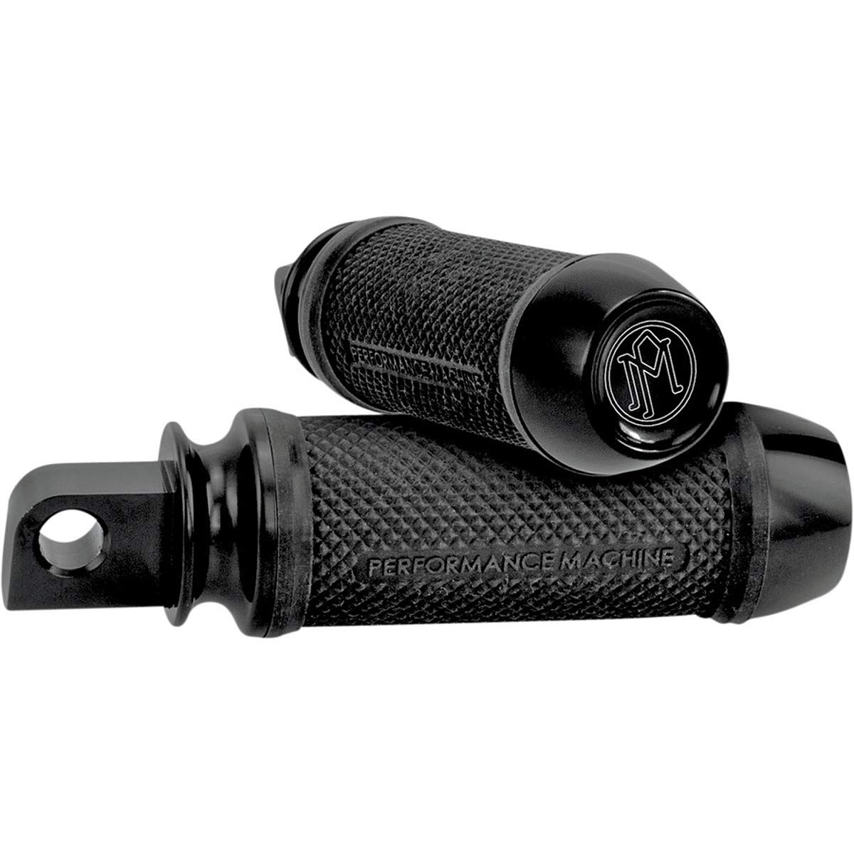 Performance Machine Elite Footpegs - Straight Male Mount, Black Anodized - Premium Motorcycle Accessories for Harley, Honda & Cruiser Bikes