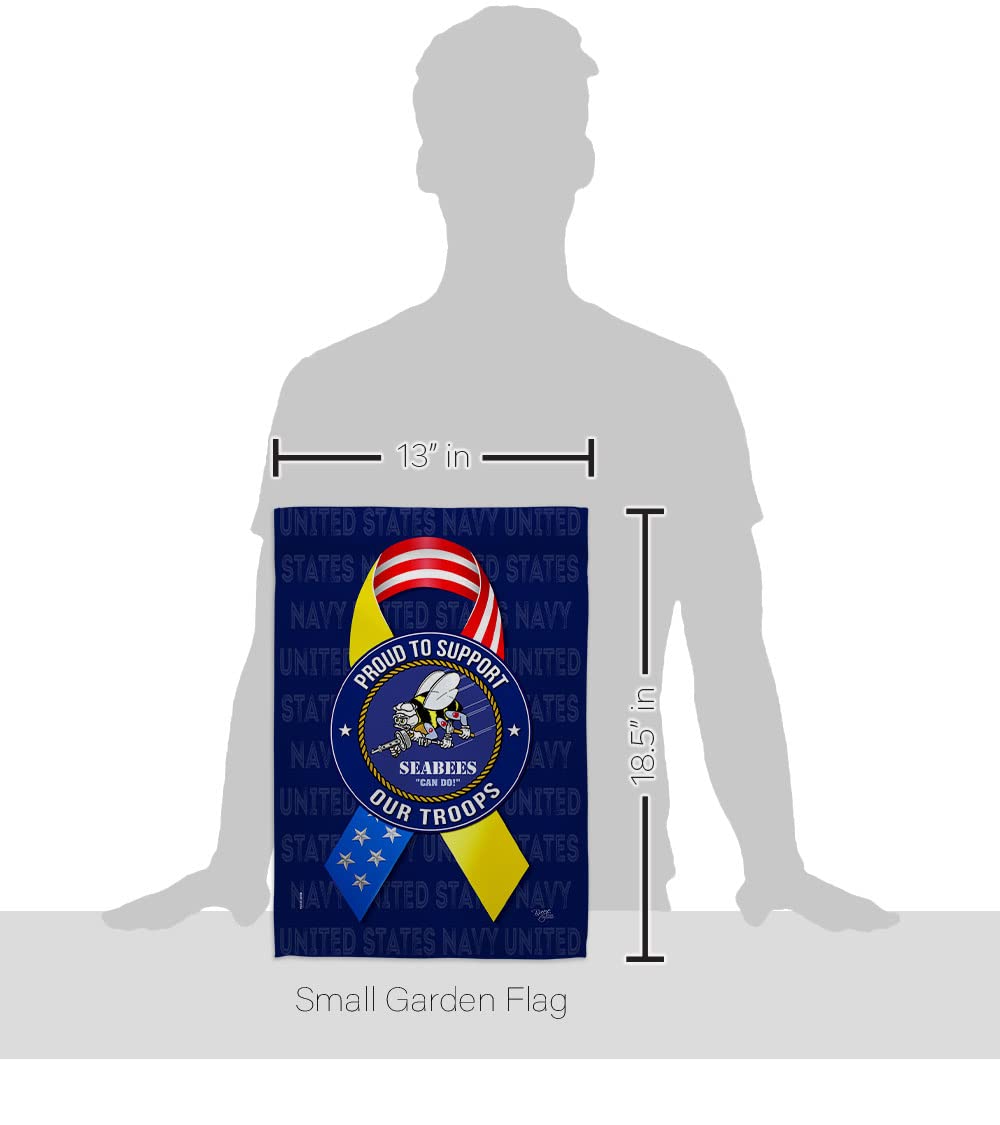 US Military Garden Flag Set - Double-Sided Navy Seabee Banner for Yard & Home Decor - Made in USA