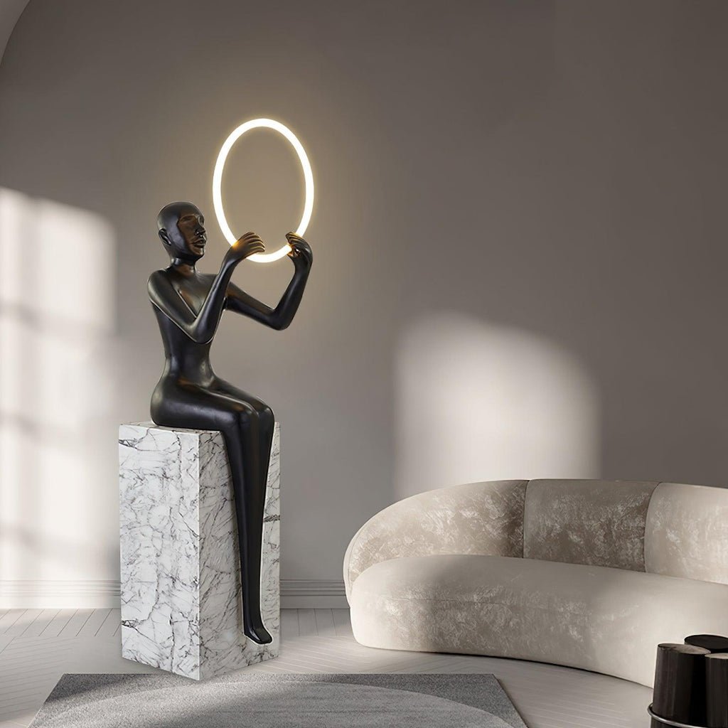 Elegant Elena Sculpture Floor Lamp - Modern Home Decor for Living Room, Bedroom & Office - Adjustable Height & Warm LED Lighting for Cozy Ambiance