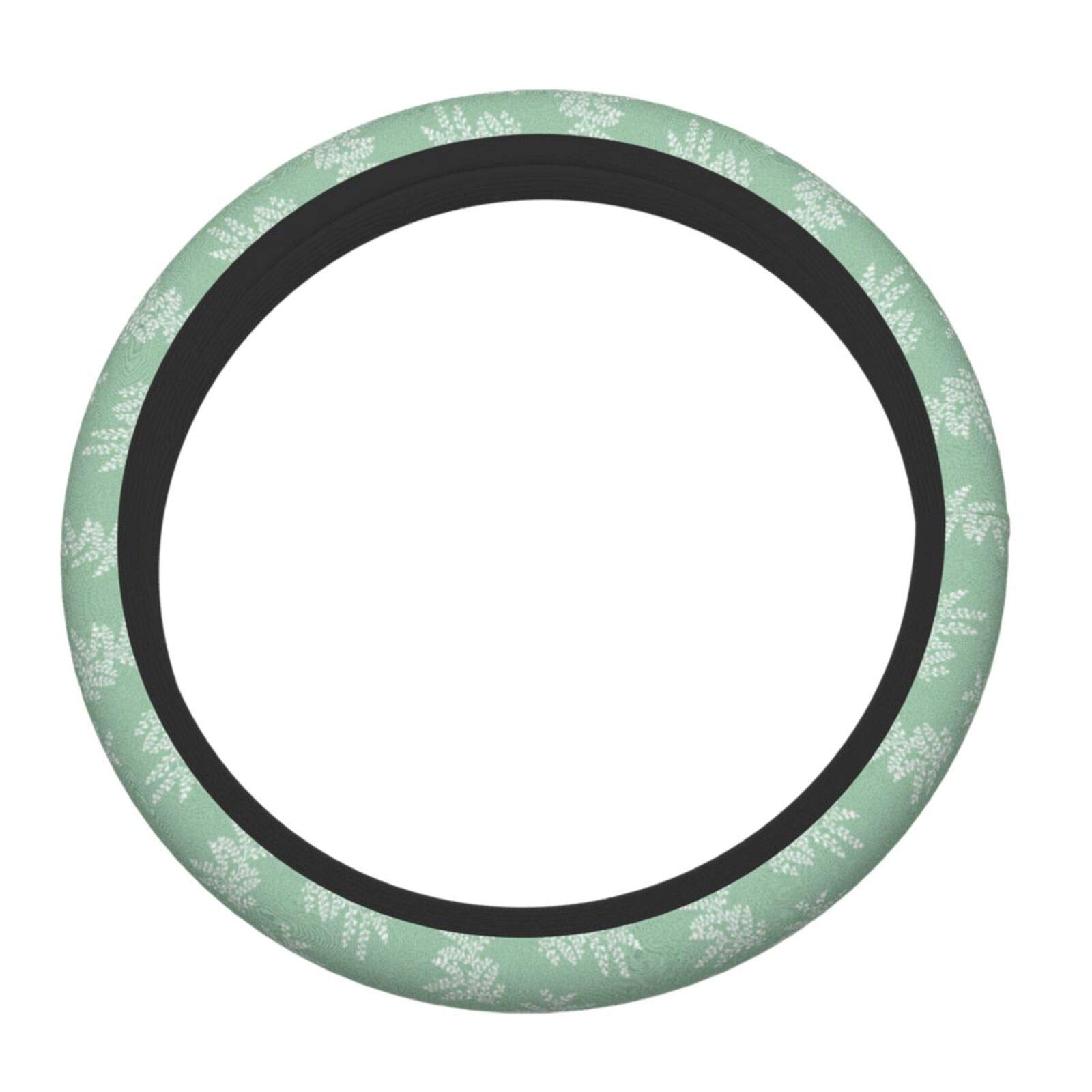 Universal 15 Inch Ferns Sage Green Steering Wheel Cover for Cars - Soft & Non-Slip Grip for Women, Men & Teens - Perfect for Commuting, Road Trips & Everyday Driving Comfort