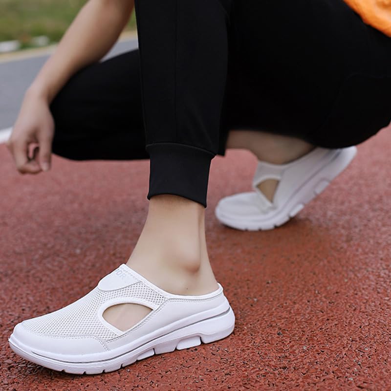 RiceelSor Women's Breathable Mesh Hollow Out Mule Sneakers - Slip On Backless Lightweight Knit Shoes with Arch Support & Platform - Comfortable Walking Slippers for Women (Plus Size Available) - Perfect for Casual Wear, Travel & Home Use