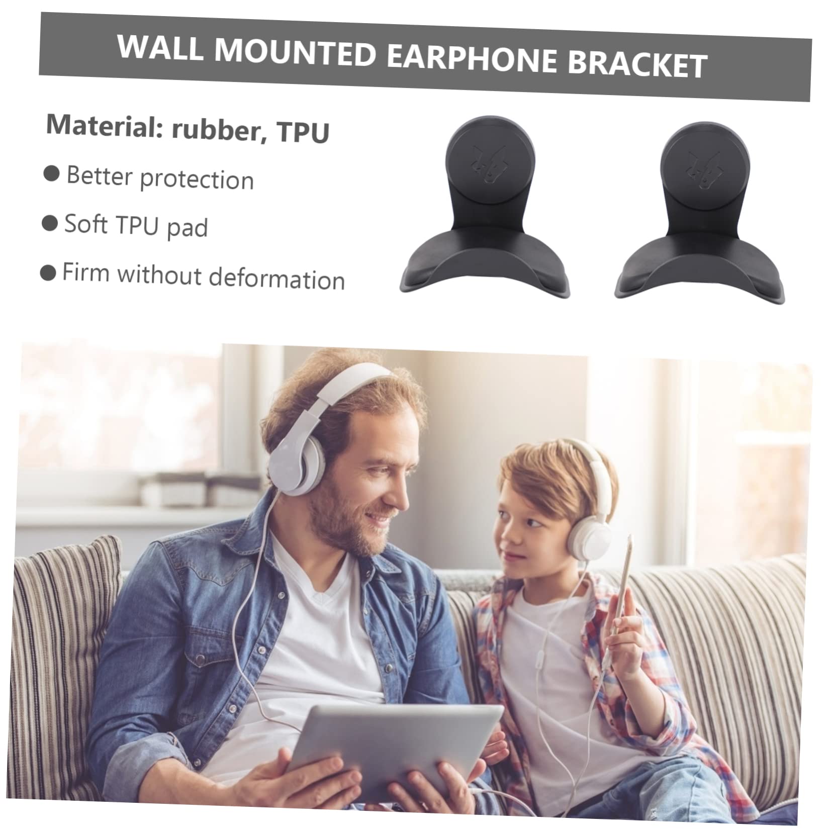 6-Pack Angoily Headphone Hangers - Wall Mount & Under Desk Headset Stand Hooks for Gaming, Office & Home Organization (Black) - Perfect for Gamers, Work from Home & Headphone Storage Solutions