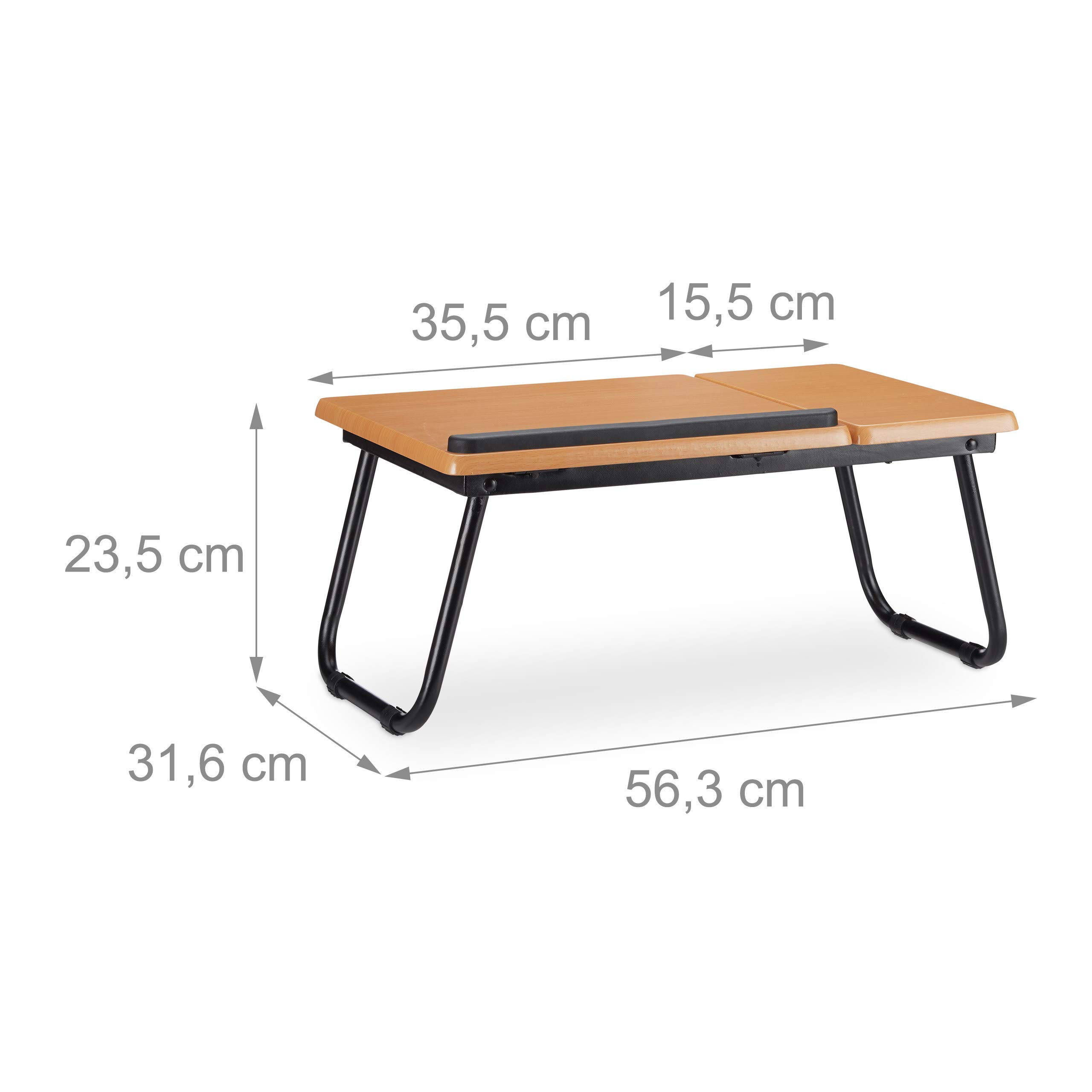 Relaxdays Adjustable Tilting Laptop Table - Portable MDF Notebook Lap Desk for Bed, Sofa & Couch - 23.5 x 56.3 x 31.6 cm Natural Wood - Perfect for Work, Study & Entertainment in Bed