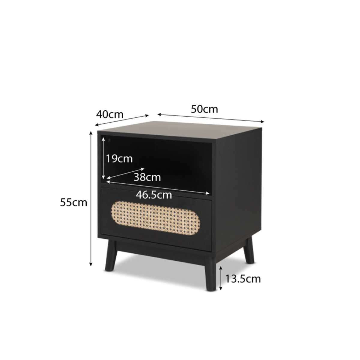 Modern Claremont Nightstand - Black Wood Bedside Table for Bedroom, Living Room & Office - Stylish Storage End Table with Drawer