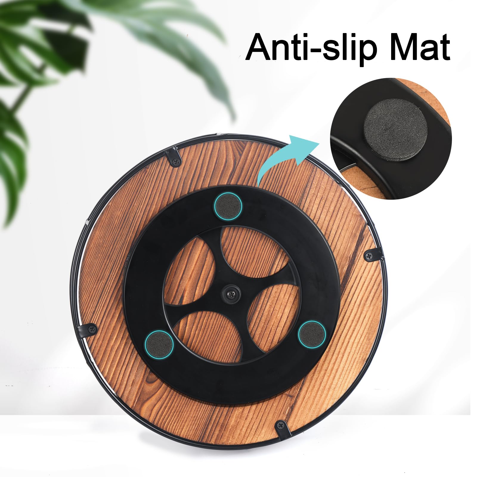 2 Pack Non-Skid Wood Lazy Susan Turntable Organizer - 10 Inch Spinning Tray for Kitchen Cabinet, Pantry, Countertop, Refrigerator & Spice Storage (Carbonized Black) - Perfect for Organizing Condiments, Makeup, or Office Supplies