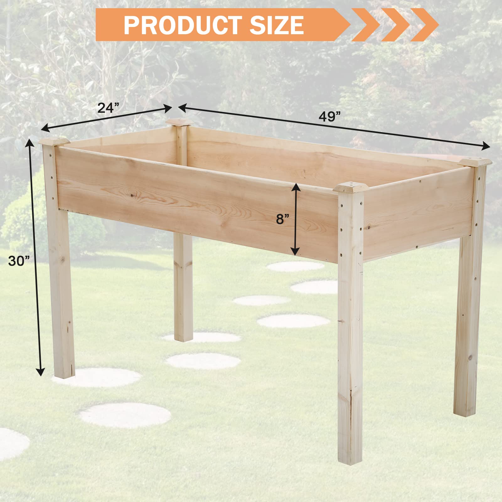 Elevated Garden Bed Kit - Large Outdoor Wooden Raised Planter Box with Legs for Vegetables, Flowers & Herbs | Deep Root Gardening, Patio, Backyard & Balcony Planting Solution