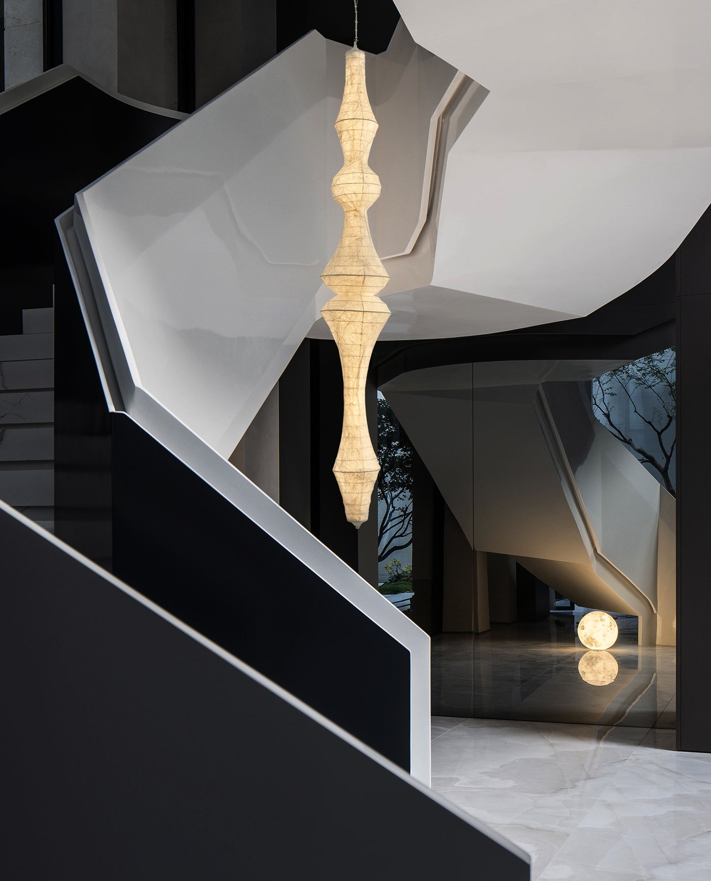 Isabella Spire Pendant Lamp - Modern Crystal Chandelier Lighting for Dining Room, Kitchen Island & Bedroom Decor