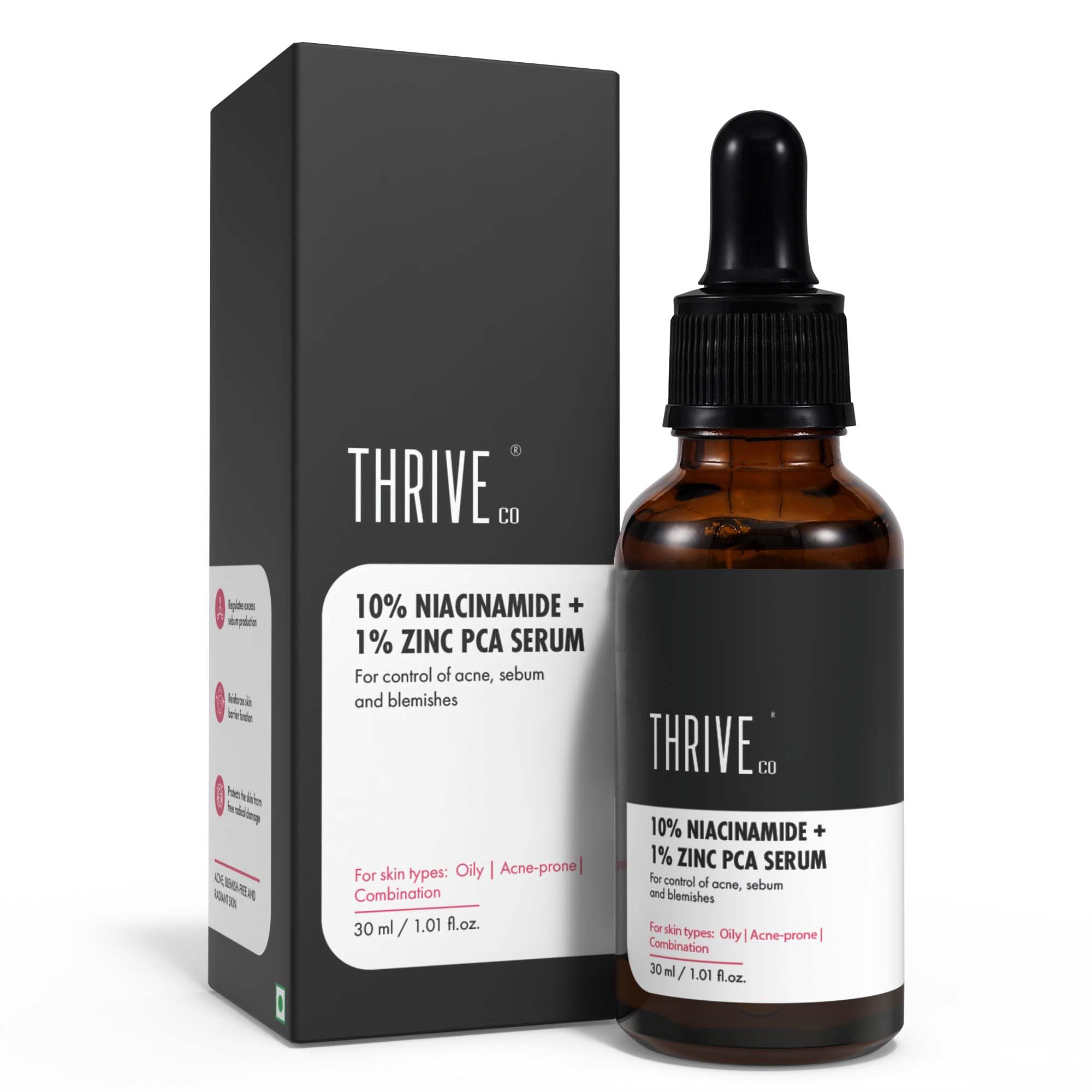 THRIVECO 10% Niacinamide Face Serum with 1% Zinc PCA - Brightening Acne Treatment for Clear, Glowing Skin - 30ml Anti-Blemish Solution for Men & Women - Perfect for Daily Skincare Routine & Acne-Prone Skin Care