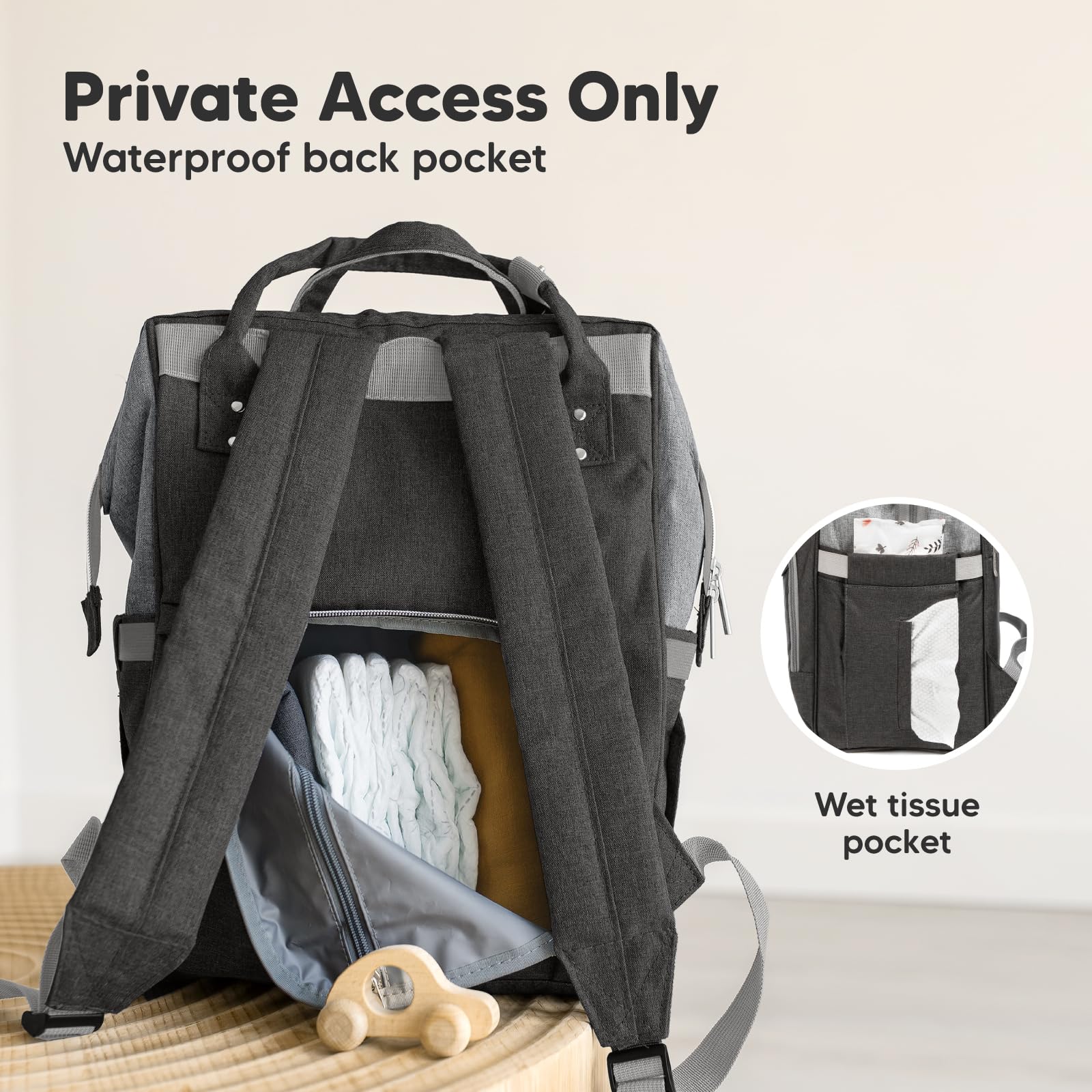 KeaBabies Waterproof Baby Diaper Backpack - Large Multi-Functional Travel Diaper Bag for Boys & Girls with Changing Pad (Graphite) | Perfect for Daycare, Travel & On-the-Go Parents