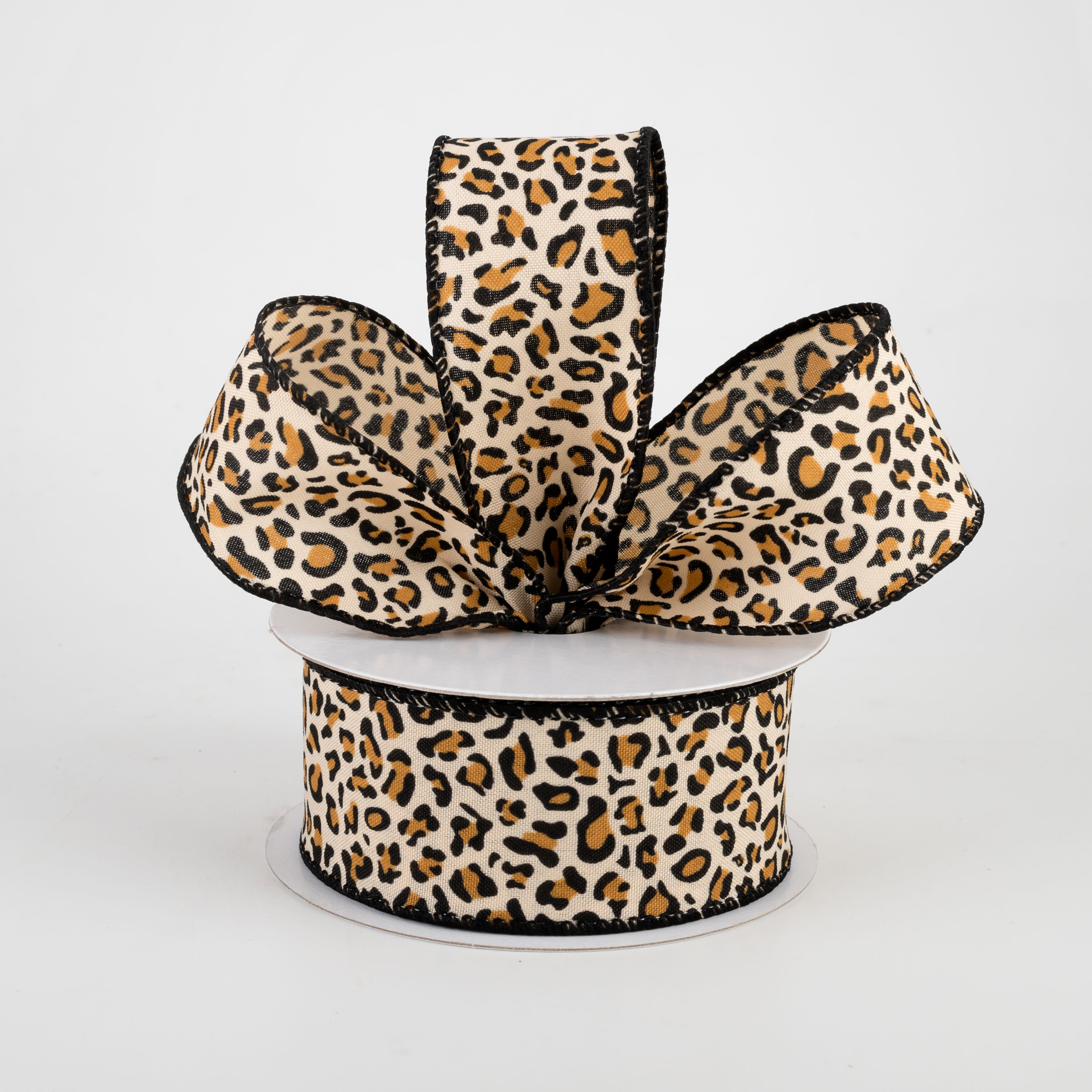 1.5 Inch Petite Cheetah Print Satin Ribbon - 10 Yards Bulk Roll for Gift Wrapping, Hair Bows, DIY Crafts and Scrapbooking