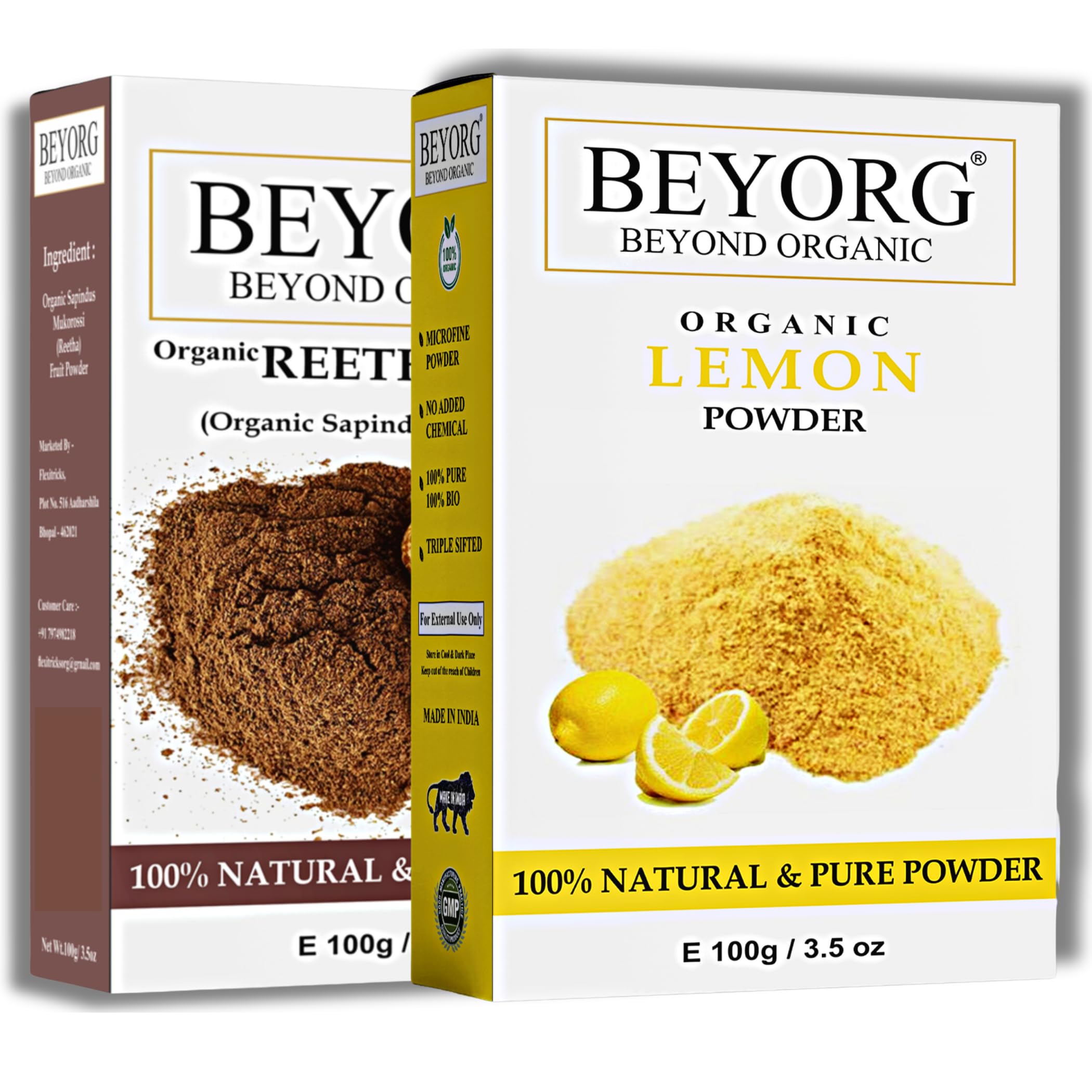 100% Natural Reetha Powder & Lemon Peel Powder - Pure Herbal Hair & Skin Care Treatment (200g) | For Dandruff, Hair Growth & Glowing Skin