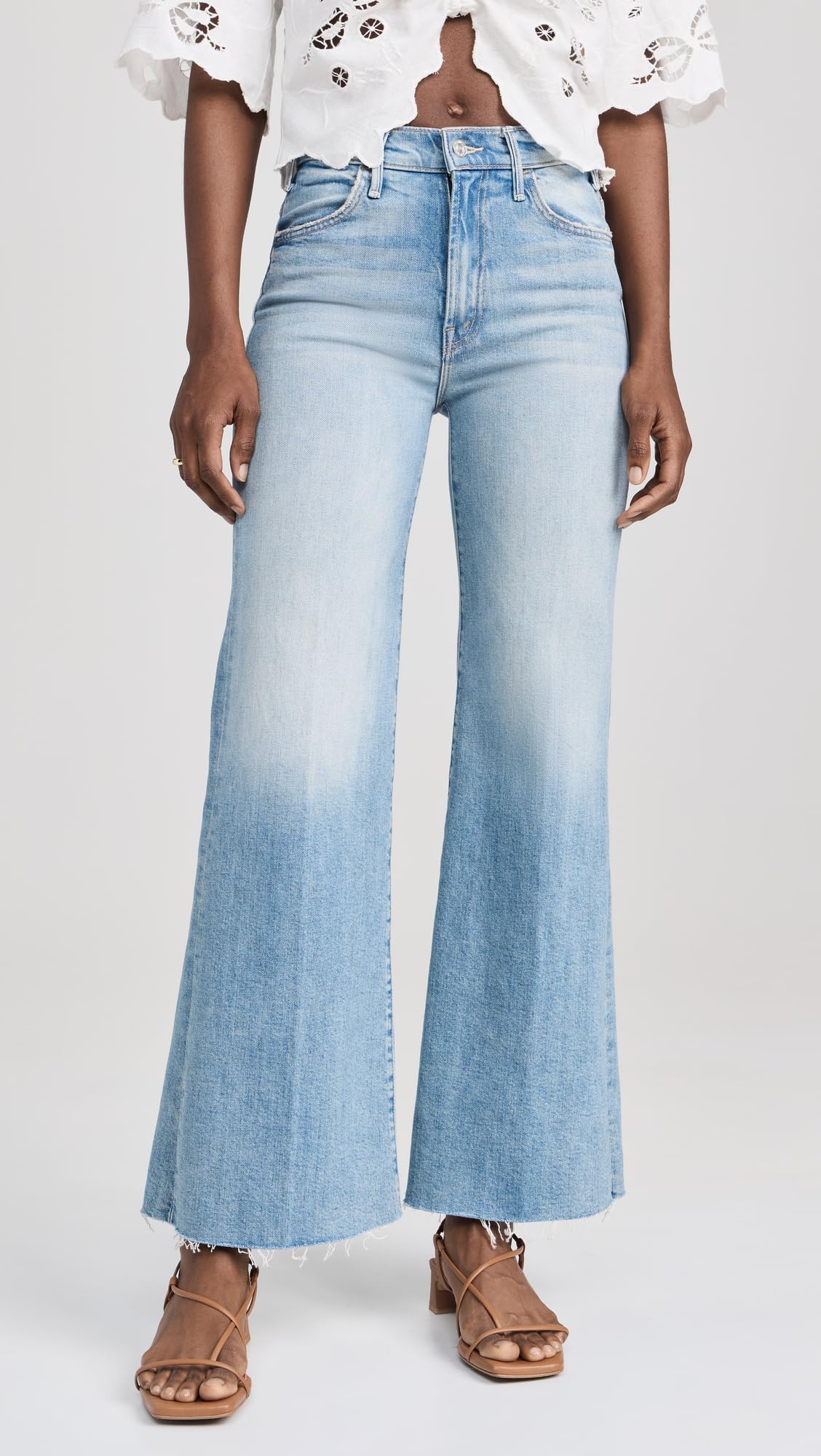 MOTHER Women's The Hustler Roller Fray Jeans - High Waist Distressed Denim Pants for Casual Outfits & Street Style Fashion
