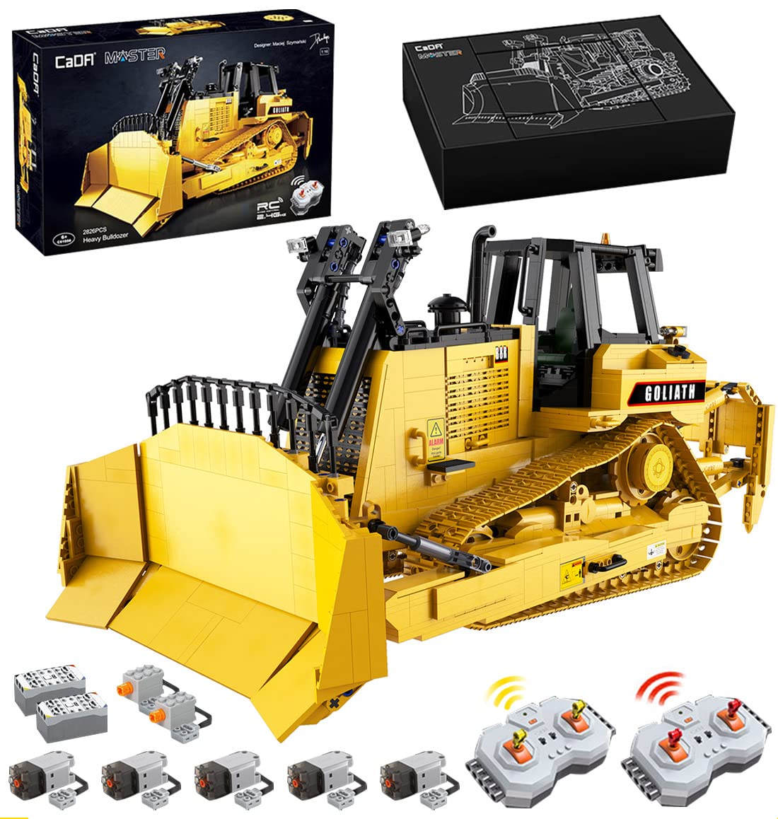 CADA Master C61056W Track Bulldozer Building Blocks Set - 2826pcs Technic RC Construction Model (1/16 Scale) | MOC Compatible with Lego | STEM Toy for Adults & Teens | Perfect for Construction Enthusiasts, Collectors & DIY Projects