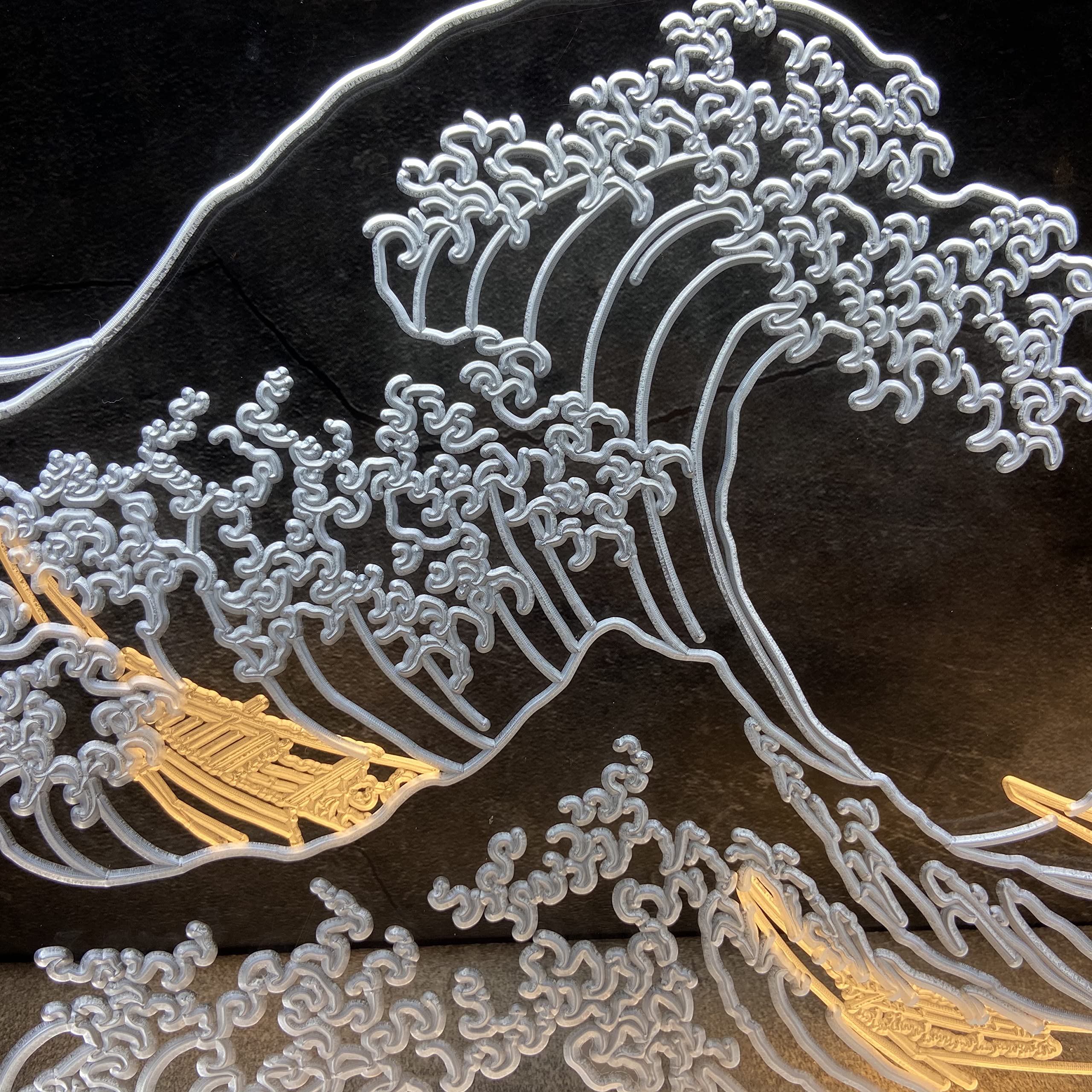 The Great Wave Off Kanagawa LED Neon Sign - Japanese Ukiyo-e Wall Art by Katsushika Hokusai - 12x16 Inch White & Yellow Light for Bedroom, Living Room, Bar, Office Decor - Cool Neon Light Signs for Modern Interior Design