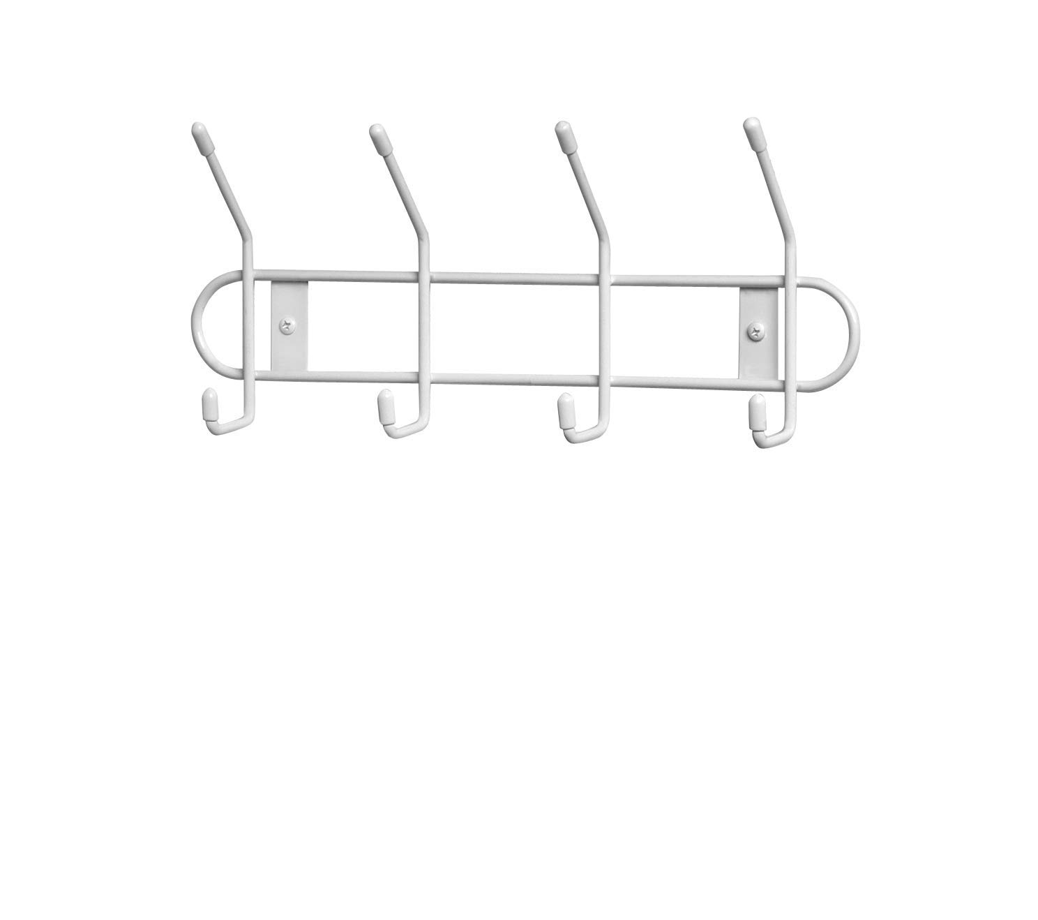 Spectrum Diversified 4-Hook Wall Mount Rack - Heavy Duty Steel Coat Hanger with Rubberized Ends for Closet, Entryway & Garage Organization - White (60400-24) - Perfect for Hanging Coats, Hats, Bags & Accessories in Home & Office Spaces