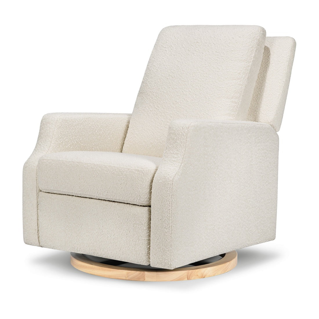 Ivory Boucle with Light Wood Base