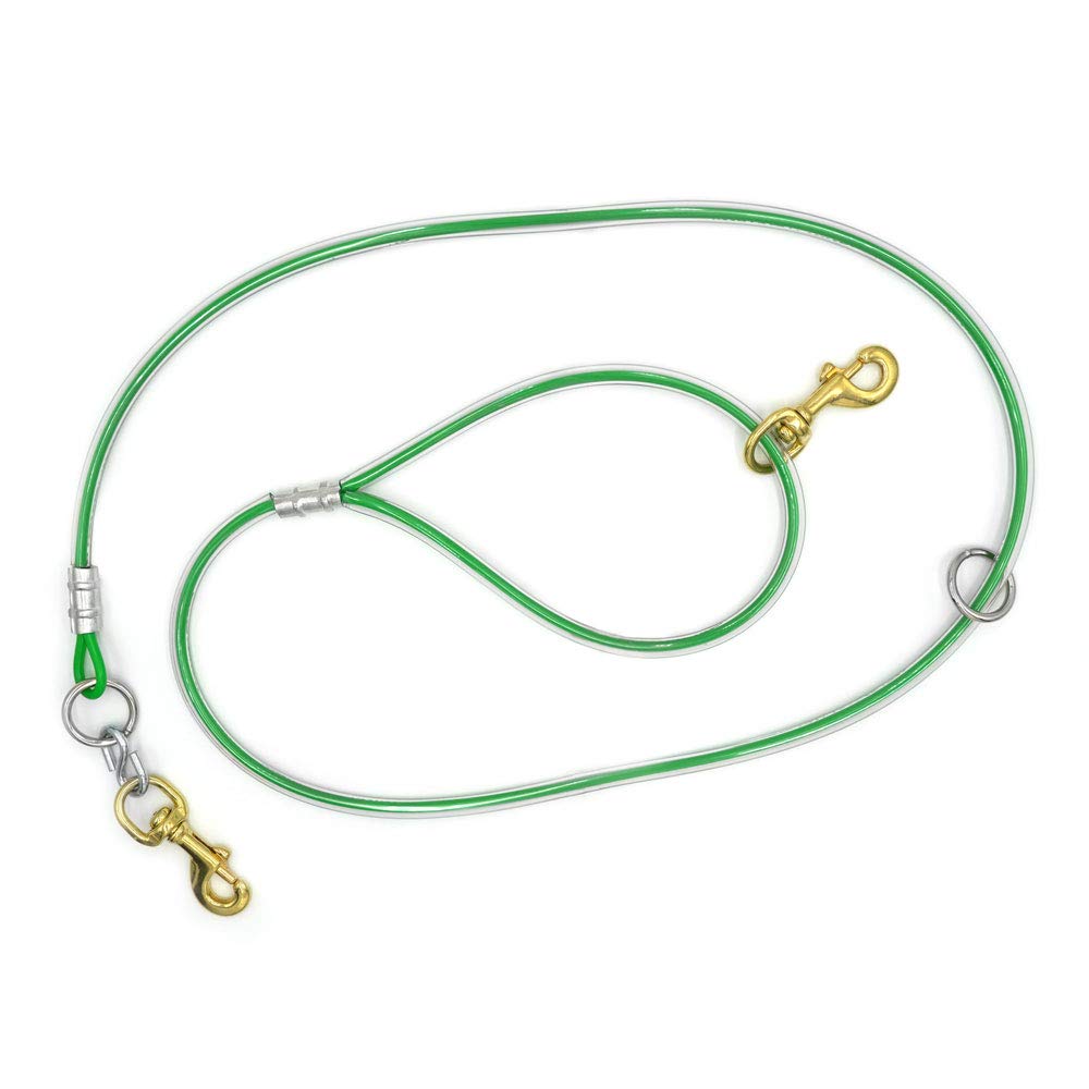 5ft Heavy Duty Cable Dog Leash - Durable Lime Green Tether for Outdoor Adventures & Secure Walks