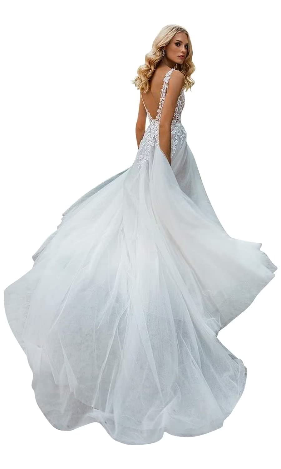 2023 Boho Lace Beach Wedding Dresses for Women - Elegant Beaded Bridal Gowns for Outdoor Ceremonies & Destination Weddings