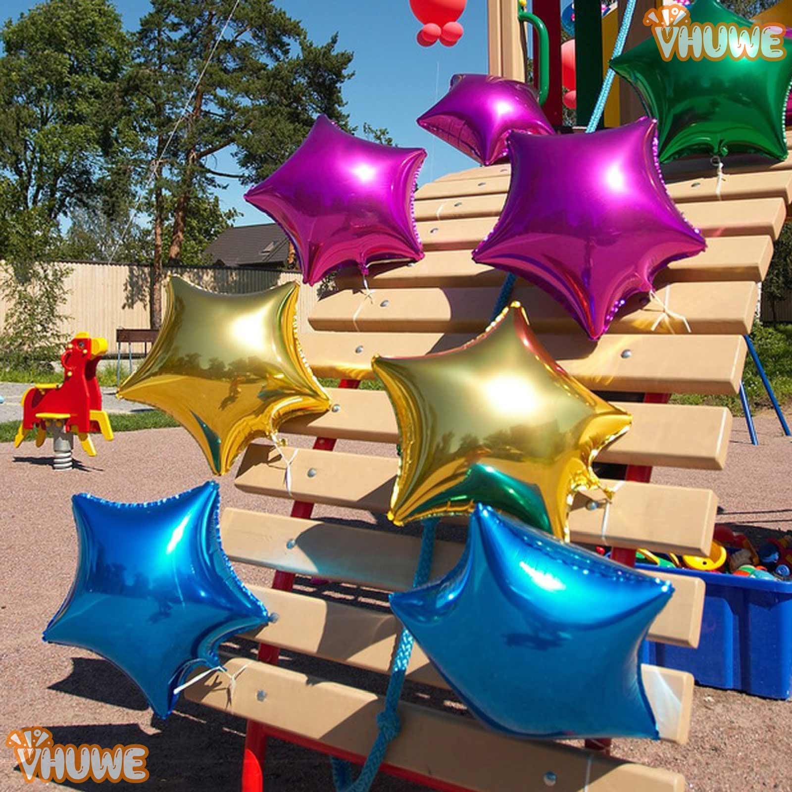 Blue Star Balloons 18 Inch - Pack of 10 | Metallic Mylar Helium Foil Star Balloons for Birthday Parties, Baby Showers, Weddings & Anniversaries | Party Decorations, Backdrop Supplies & Celebration Decor