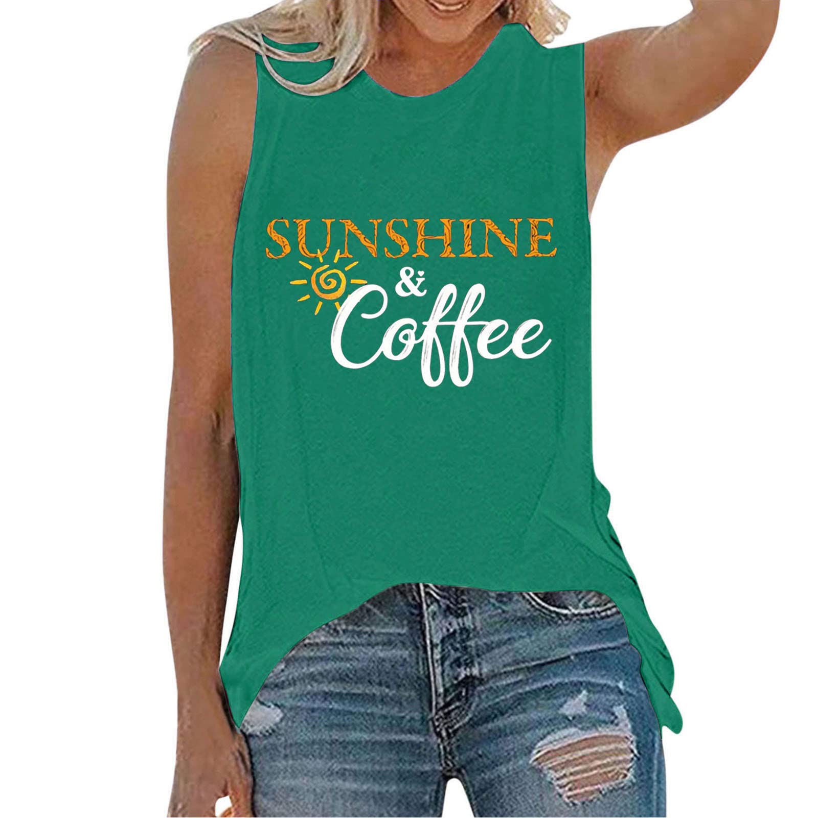 Women's Indie Tie-Dye Sleeveless Round Neck Slim Summer Tank Top - Vintage Harajuku Punk Mini Vest Streetwear - Green XX-Large for Casual Outfits & Music Festivals
