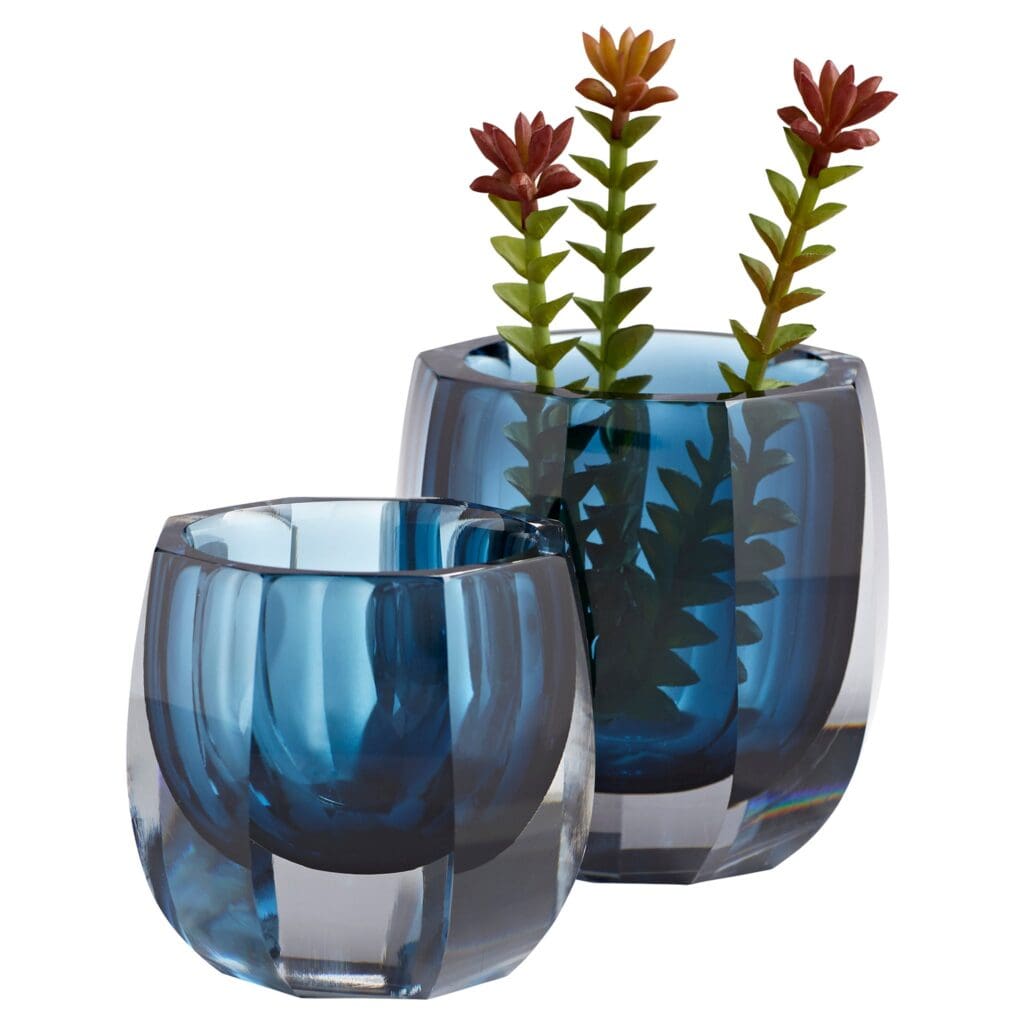 Cyan Design 11254 Azure Opulence Vase - Blue & Clear Glass Large Decorative Vase for Home Decor, Wedding Centerpiece, or Luxury Gift