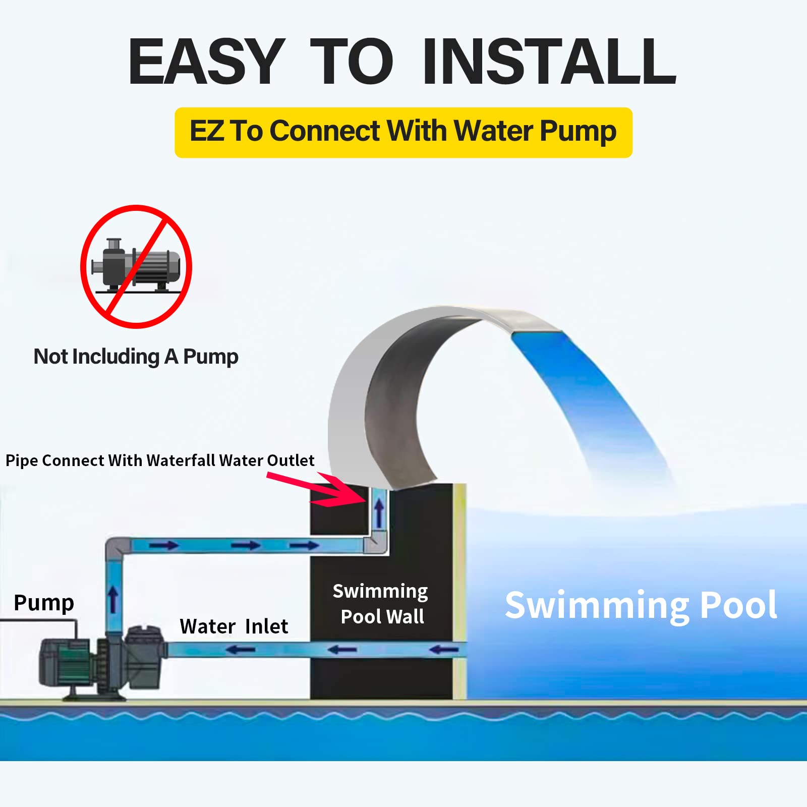 304 Stainless Steel Pool Fountain - 15.7