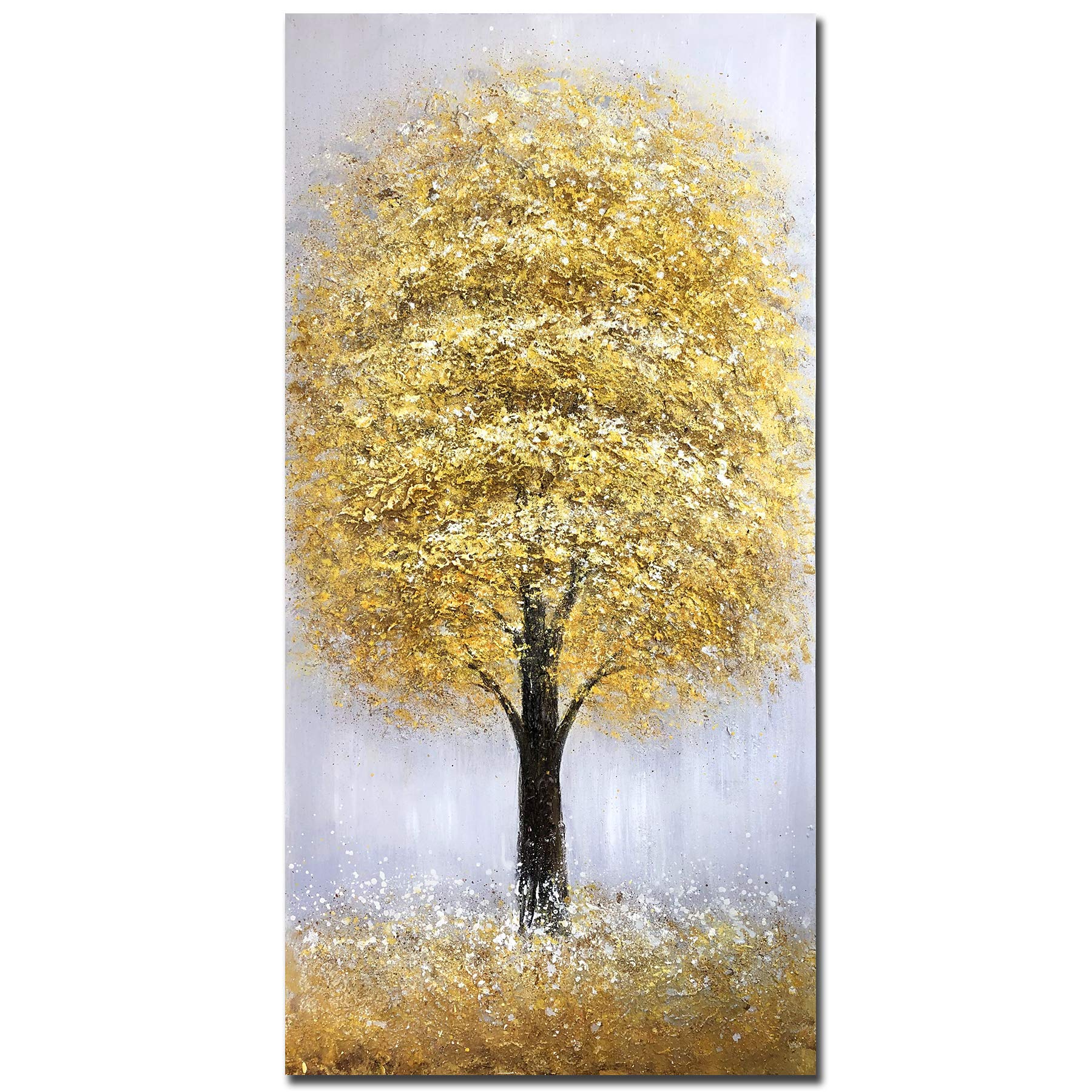 Yotree 24x48 Inch Lucky Tree Oil Painting - 3D Hand-Painted Canvas Abstract Artwork for Wall Decor | Modern Home & Office Decoration | Perfect for Living Room, Bedroom & Dining Area