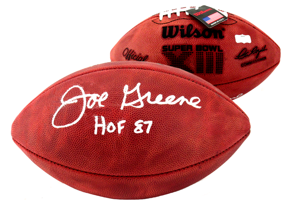 Joe Greene Signed Wilson Authentic Super Bowl XIII NFL Football with HOF 87 Inscription - Pittsburgh Steelers Collectible for Fans, Memorabilia Display, and Sports Decor