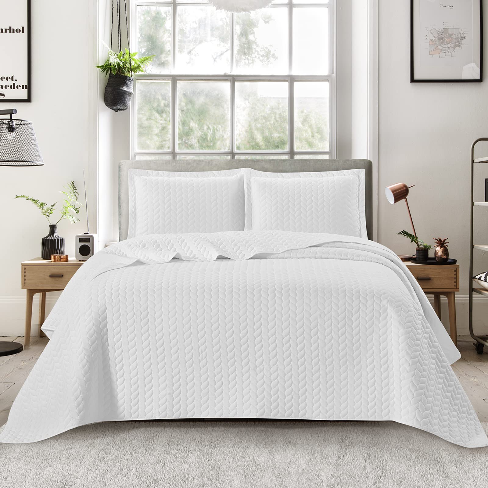 BYSURE Quilt Bedding Set Queen - Lightweight Microfiber Bedspread with Shams for All-Season Comfort