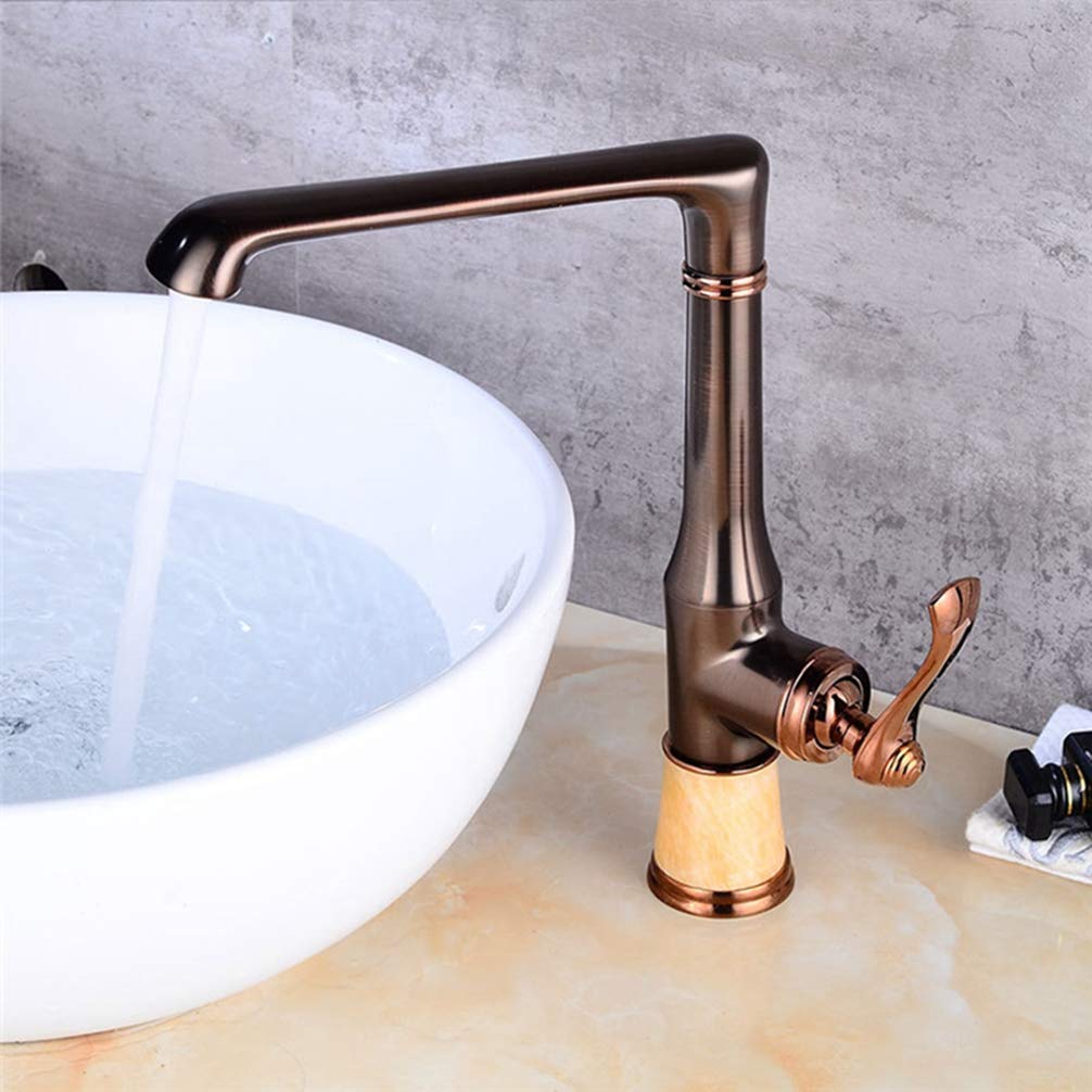 Premium Black & Brass Single Handle Deck Mounted Kitchen Faucet - Hot/Cold Water Mixer Tap with High Arc Spout for Modern Sink (Perfect for Cooking, Dishwashing & Food Prep in Contemporary Kitchens)